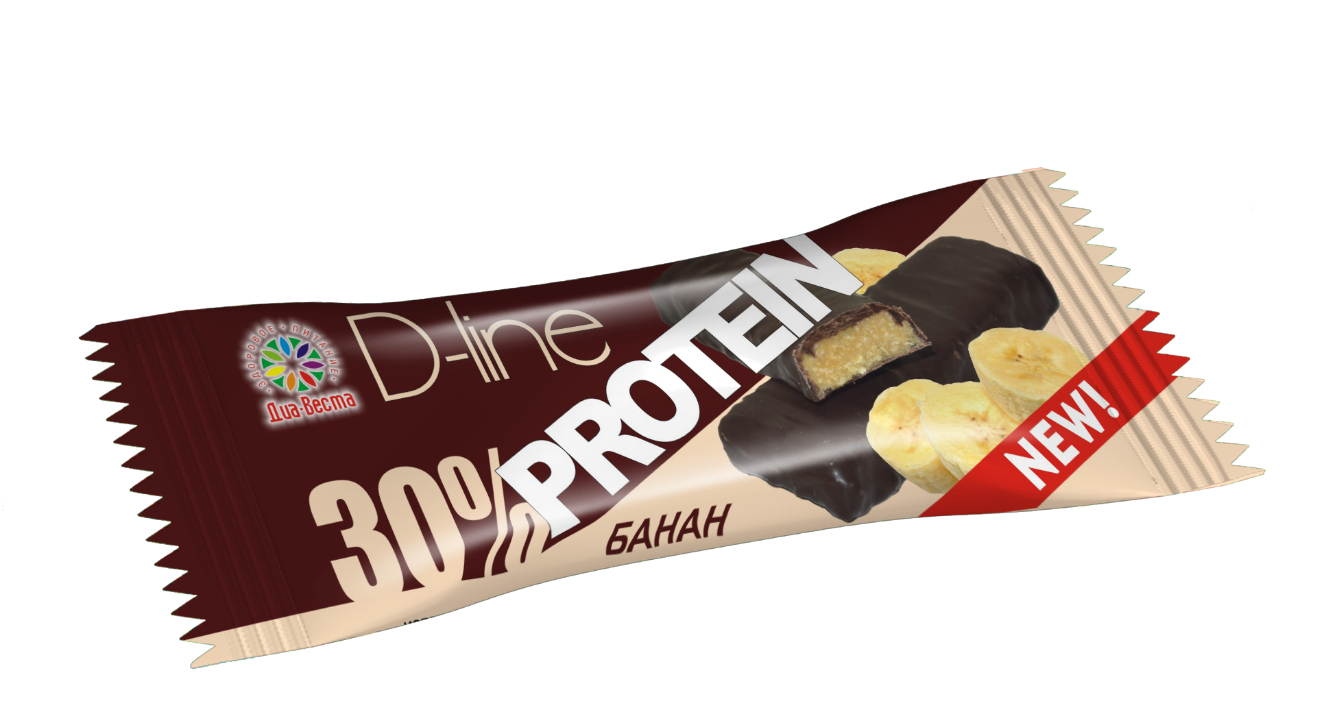 Батончик D-line протеиновый БАНАН, 50г/20шт/160шт Диа-Веста арт.Батончик D-line протеиновый БАНАН, 50г/20шт/160шт оптом_фото1