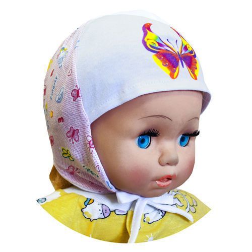 Шапочка д/дев на завязках принт (кулир) 100% х/б																		 																		 																		 																		 																		 Детки арт.14018-10			 			 			 			 			 оптом_фото1