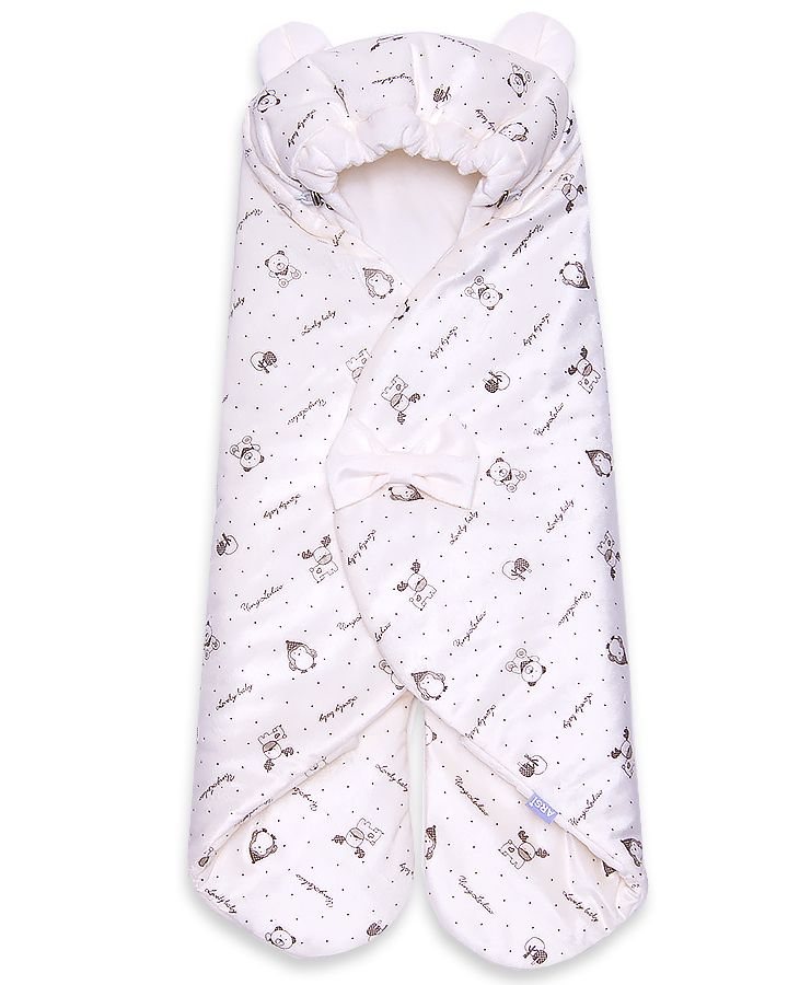 Конверт для автокресла "Мишка" молочный р.56/62, лето в сумке на молнии ARSI арт.1081М оптом_фото1