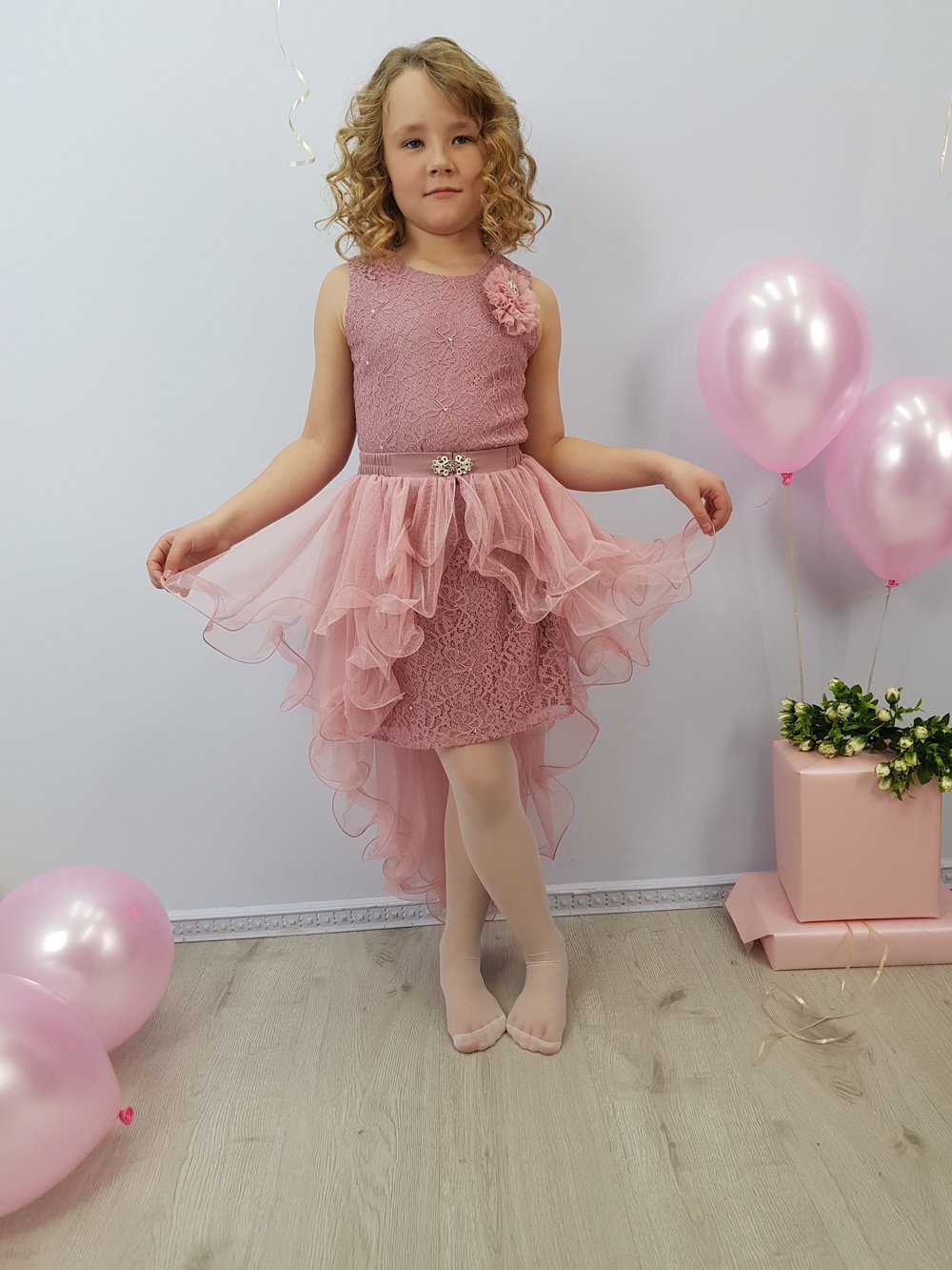 Детское нарядное платье "Валерия" цвет Пудра  Minavla арт."Валерия"(Пудра) оптом_фото1