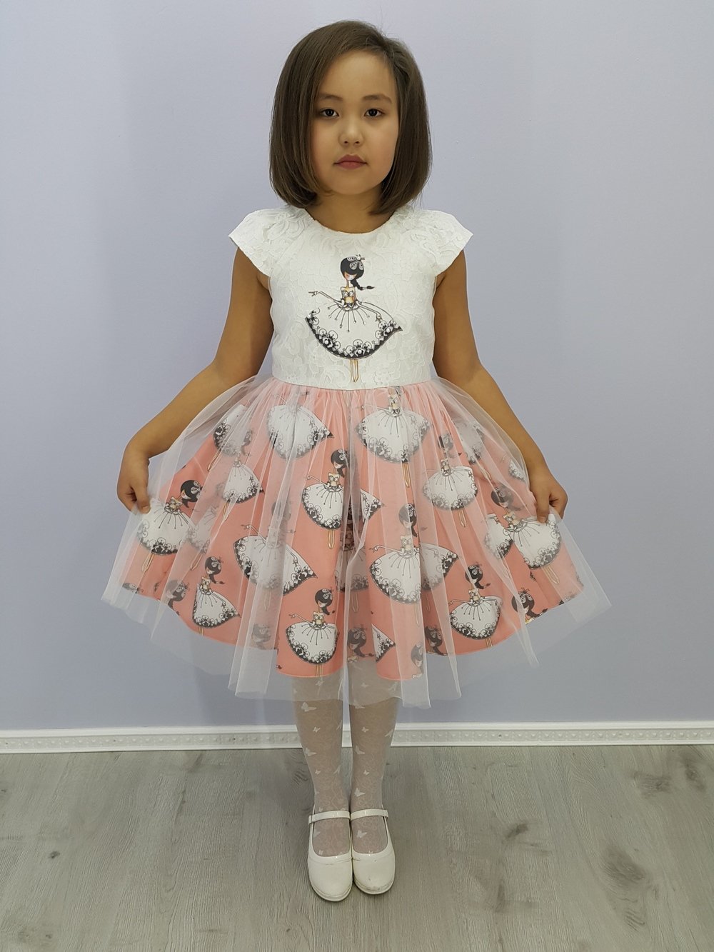 Детское нарядное платье "Майя" цвет Персик  Minavla арт."Майя"(Персик) оптом_фото1