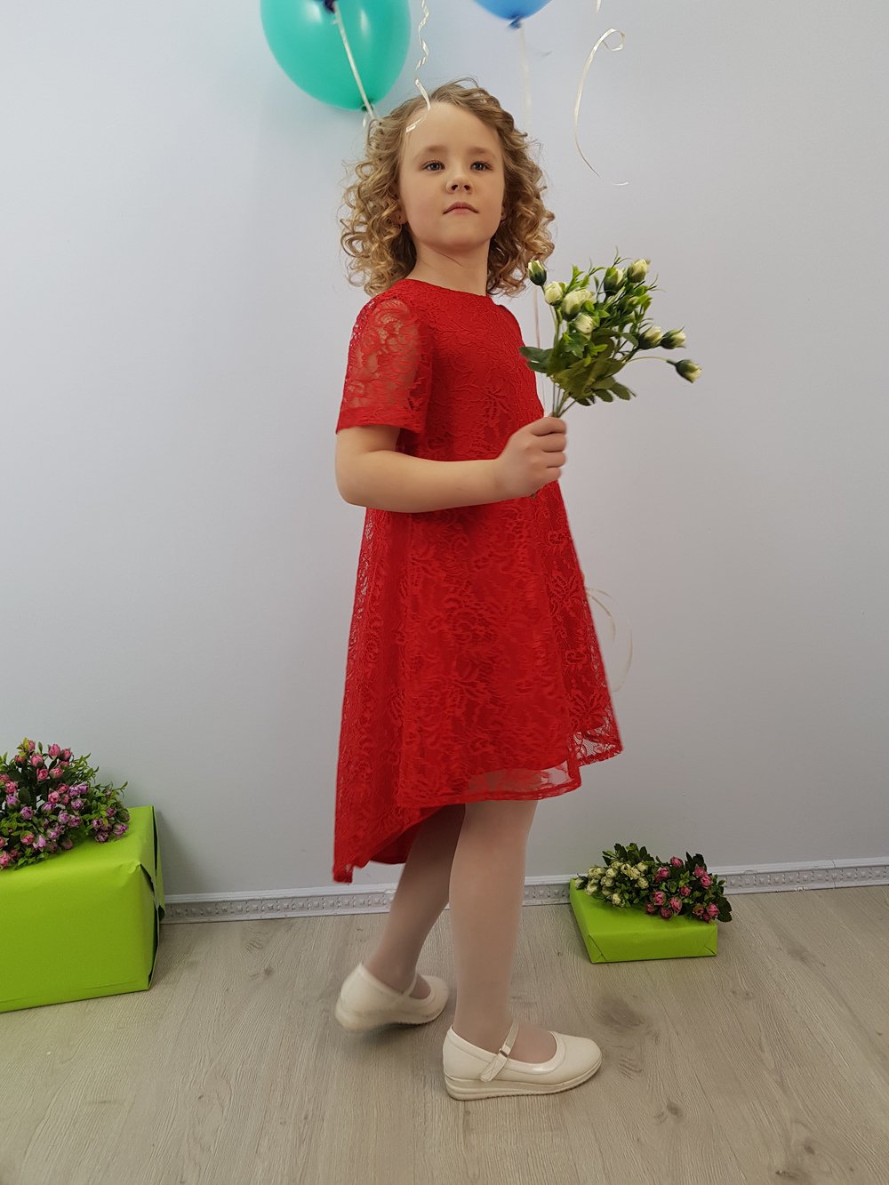 Детское нарядное платье "Паула" цвет Красный  Minavla арт."Паула"(Красный) оптом_фото2