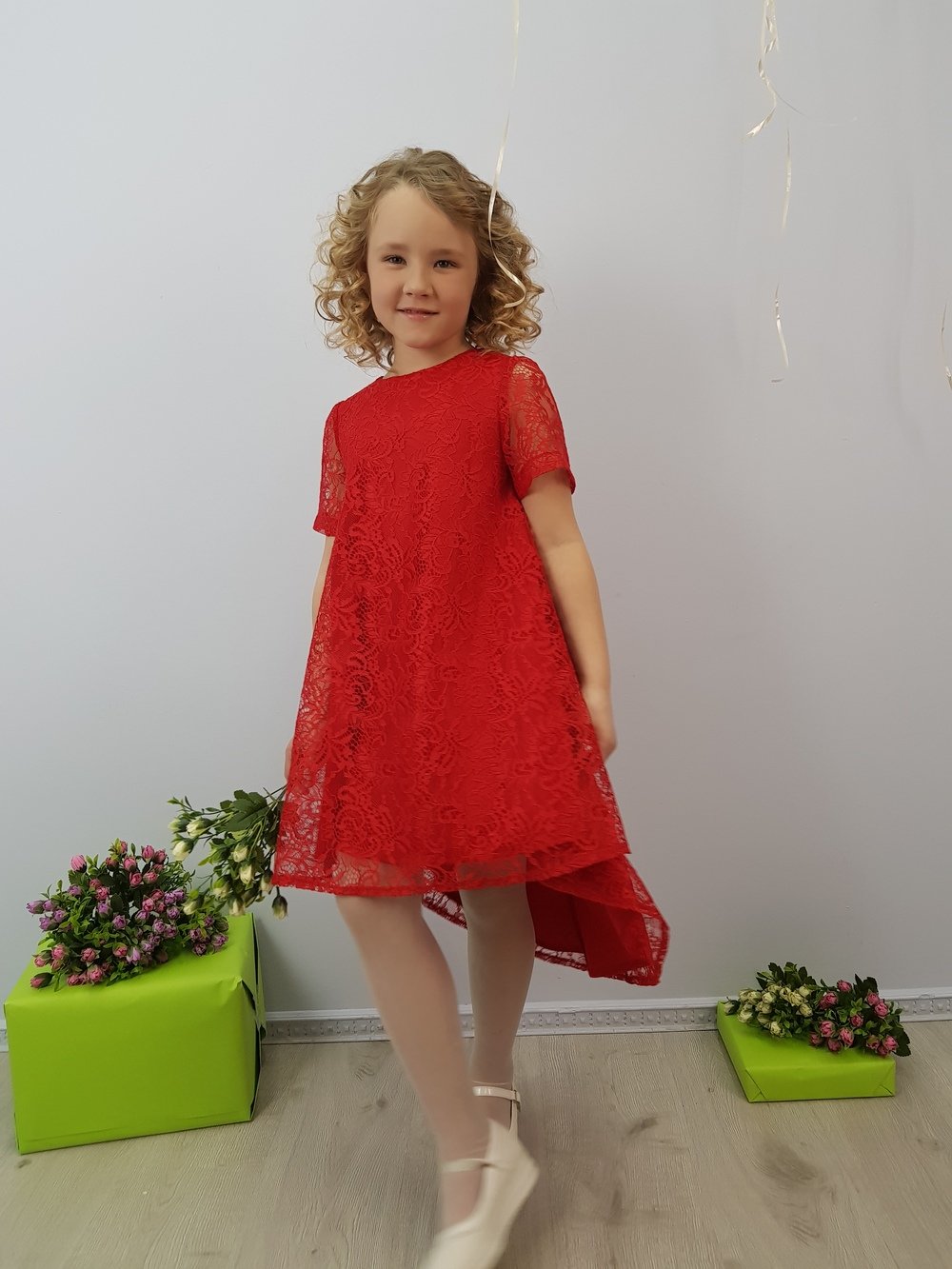 Детское нарядное платье "Паула" цвет Красный  Minavla арт."Паула"(Красный) оптом_фото3