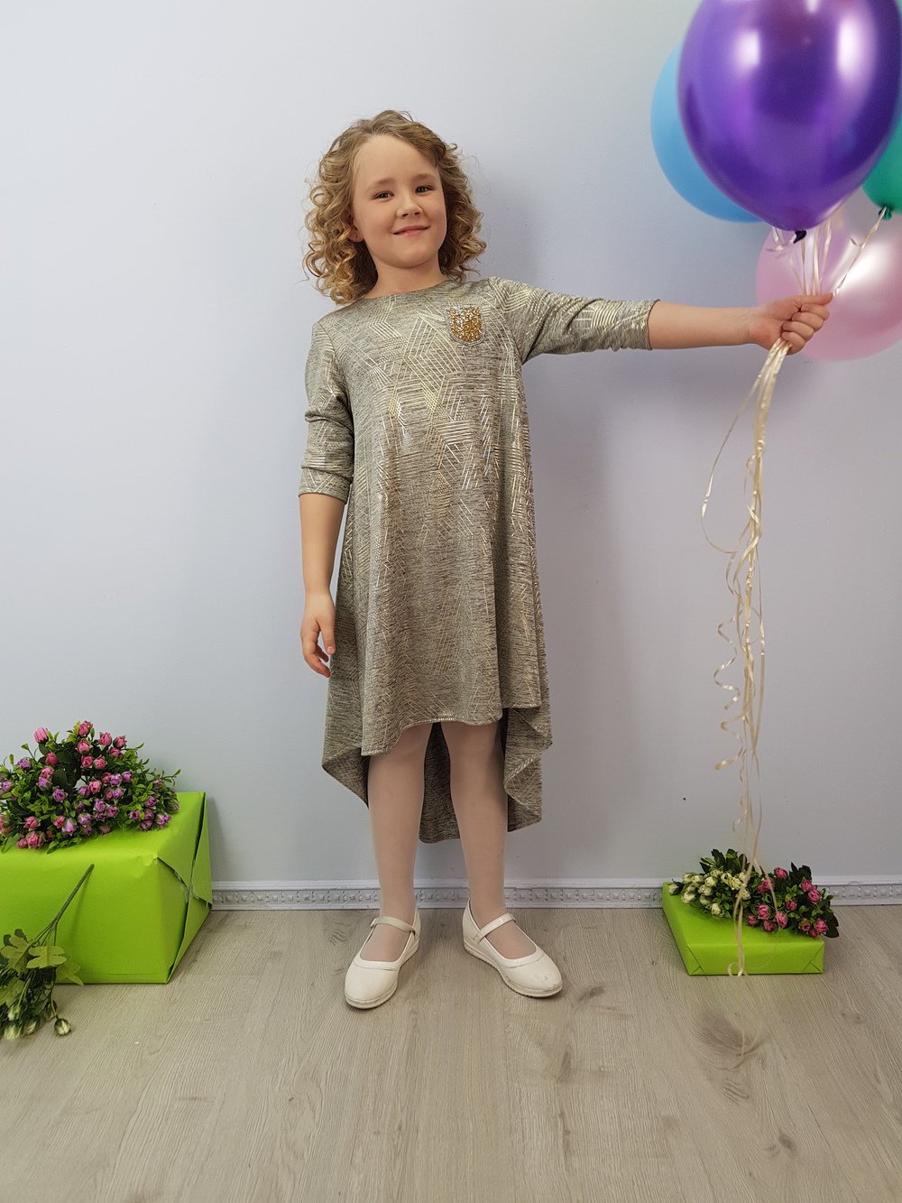 Детское нарядное платье "Павлина трикотаж" цвет Золото  Minavla арт."Павлина трикотаж"(Золото) оптом_фото3