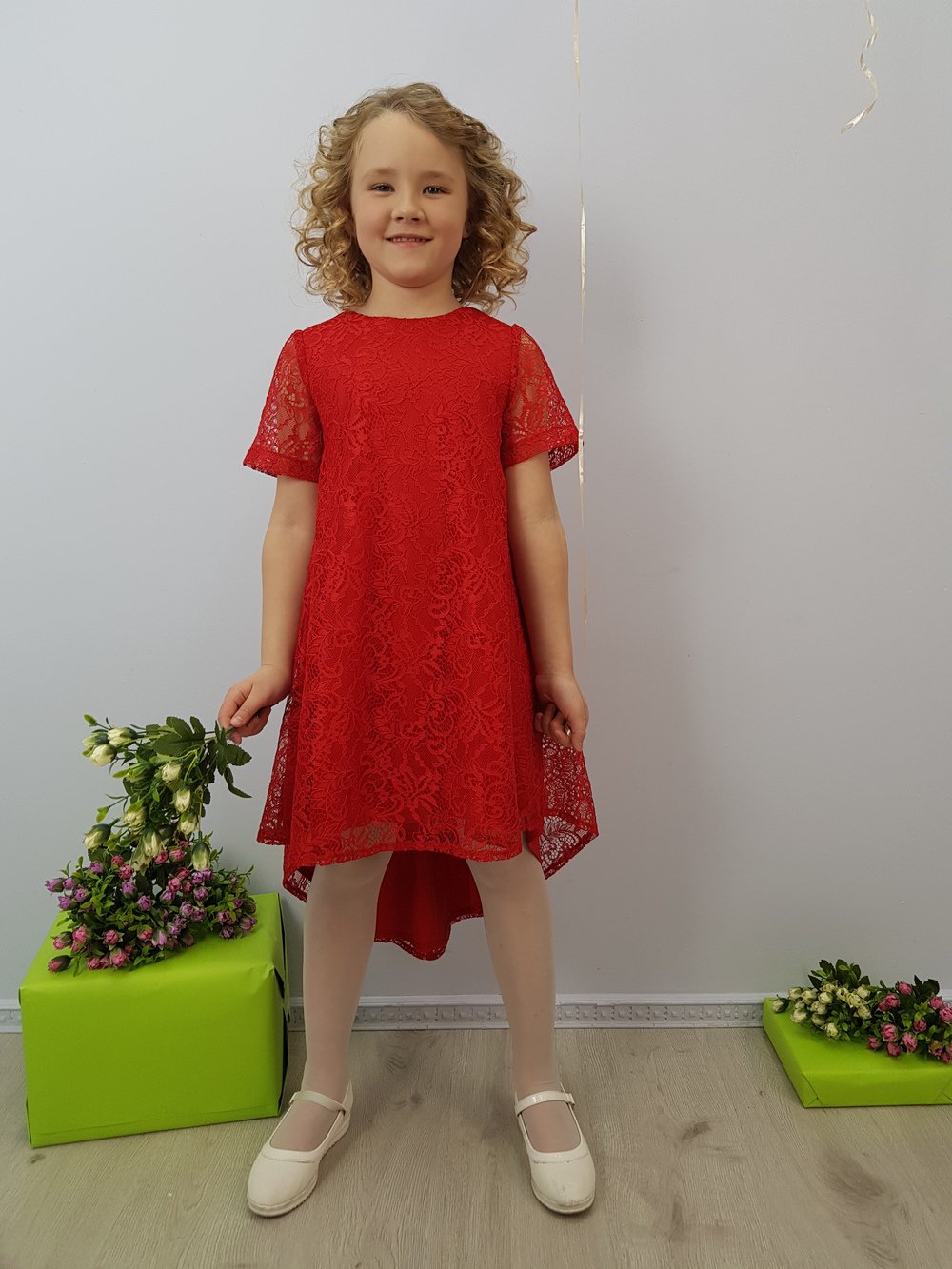 Детское нарядное платье "Паула" цвет Красный  Minavla арт."Паула"(Красный) оптом_фото1