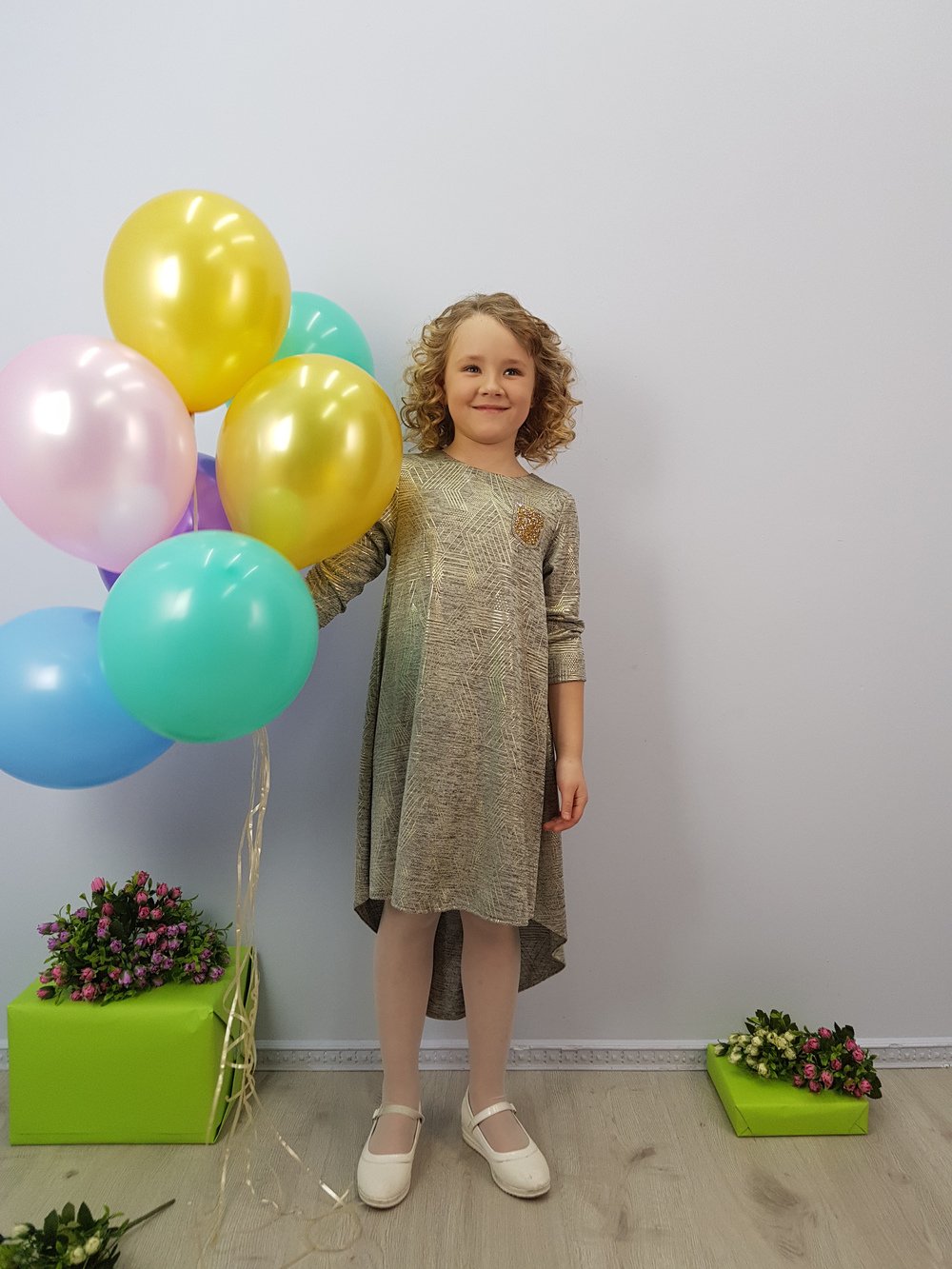 Детское нарядное платье "Павлина трикотаж" цвет Золото  Minavla арт."Павлина трикотаж"(Золото) оптом_фото1