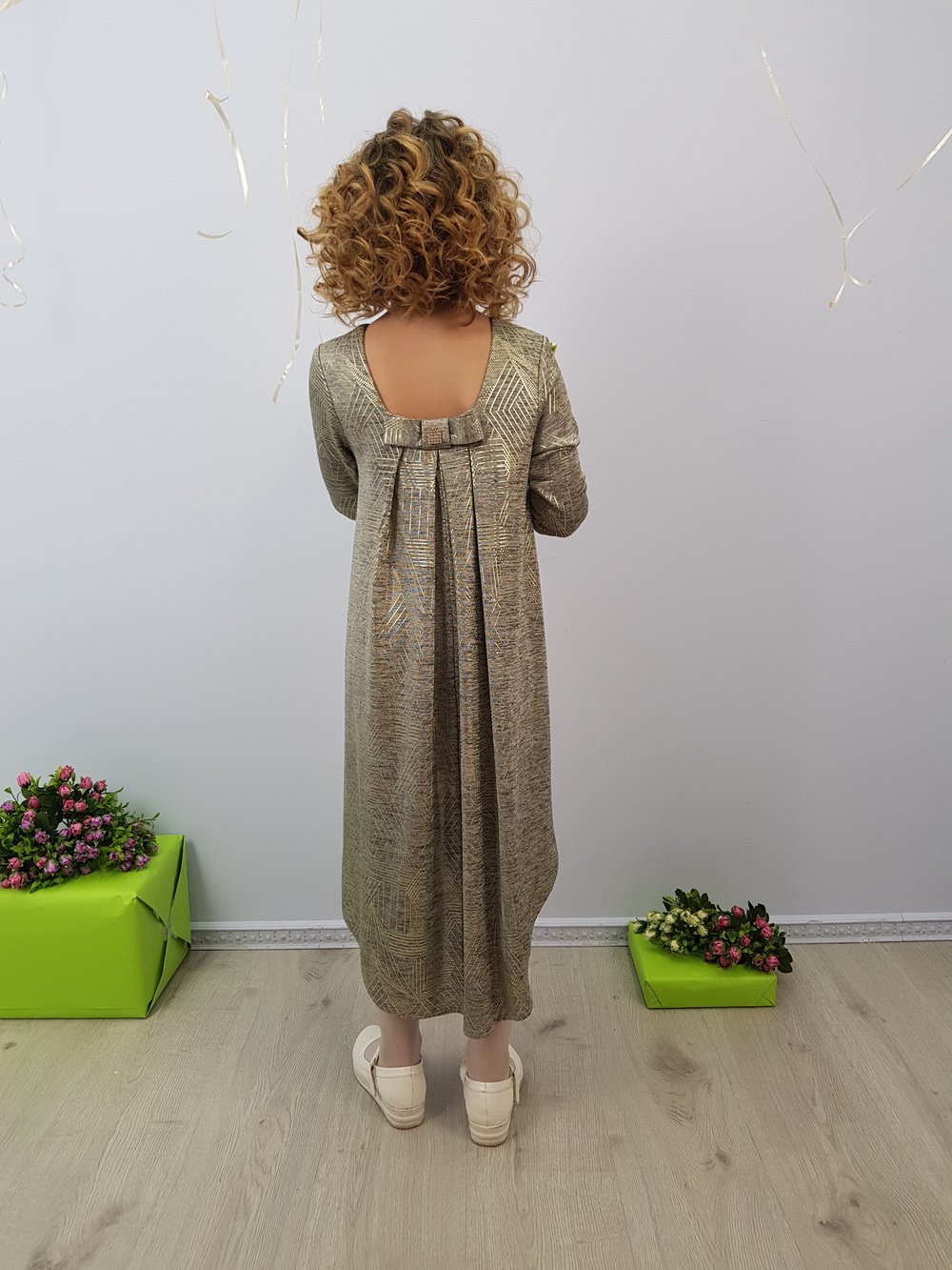 Детское нарядное платье "Павлина трикотаж" цвет Золото  Minavla арт."Павлина трикотаж"(Золото) оптом_фото2