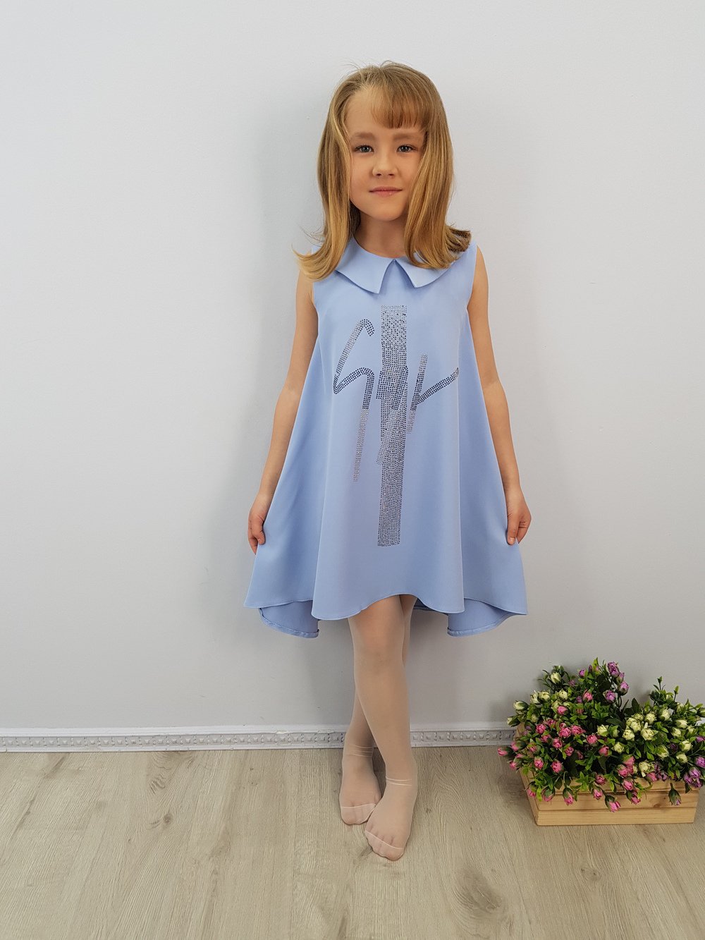 Детское нарядное платье "19-25" цвет Голубой  Minavla арт."19-25"(Голубой) оптом_фото1