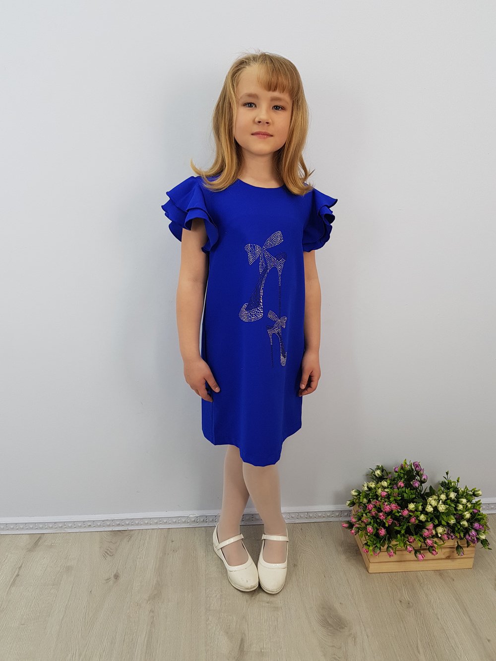 Детское нарядное платье "19-30" цвет Электрик  Minavla арт."19-30"(Электрик) оптом_фото1