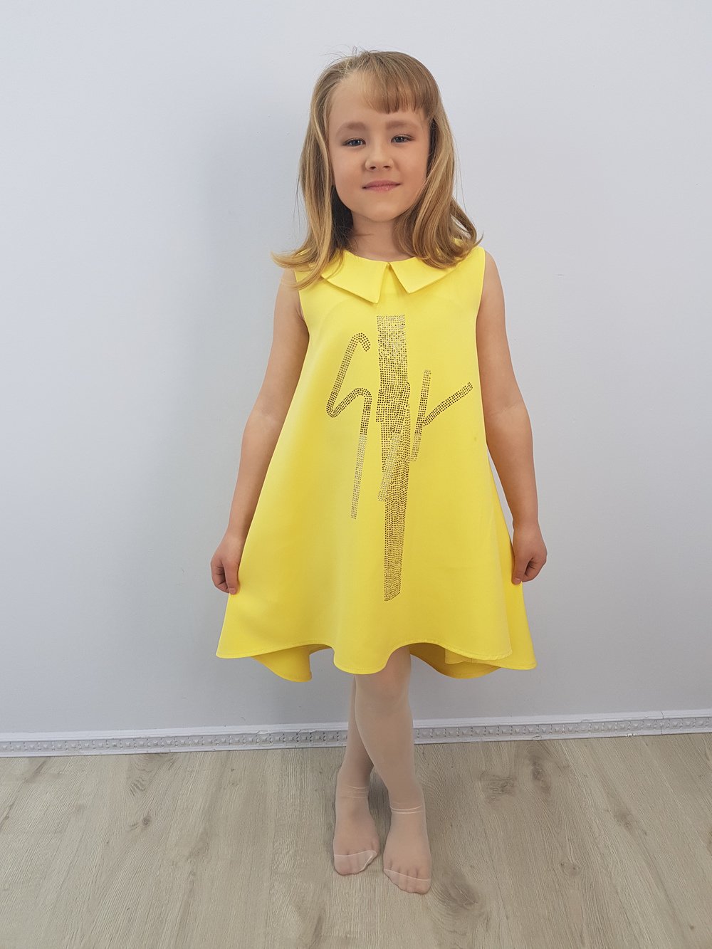Детское нарядное платье "19-25" цвет Желтый  Minavla арт."19-25"(Желтый) оптом_фото1