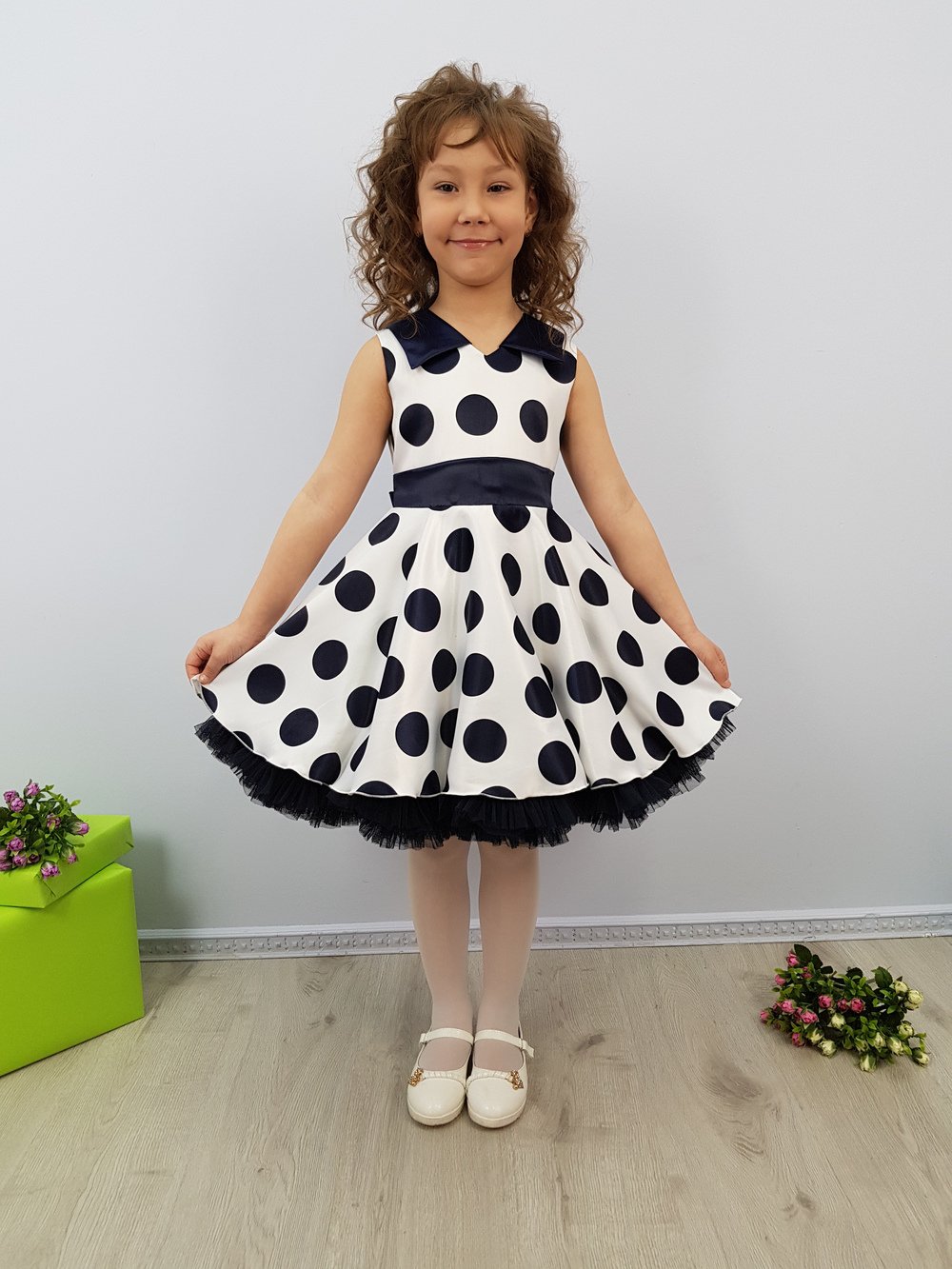 Детское нарядное платье "Сабрина" цвет Белый  Minavla арт."Сабрина"(Белый) оптом_фото1