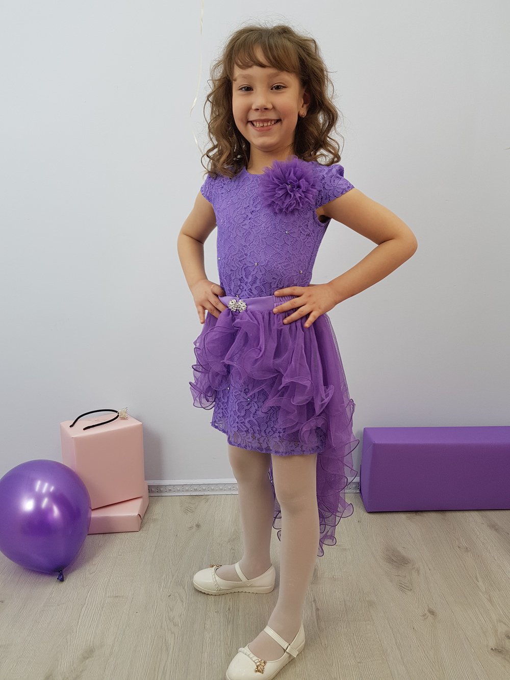Детское нарядное платье "Валерия садик" цвет Сирень  Minavla арт."Валерия садик"(Сирень) оптом_фото2