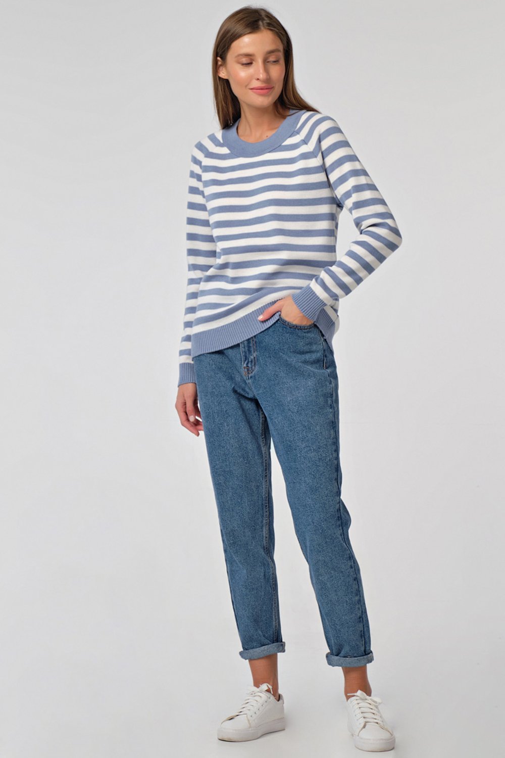 Джемпер 9372-10 серо-голубой Fly арт.9372-10 оптом_фото5