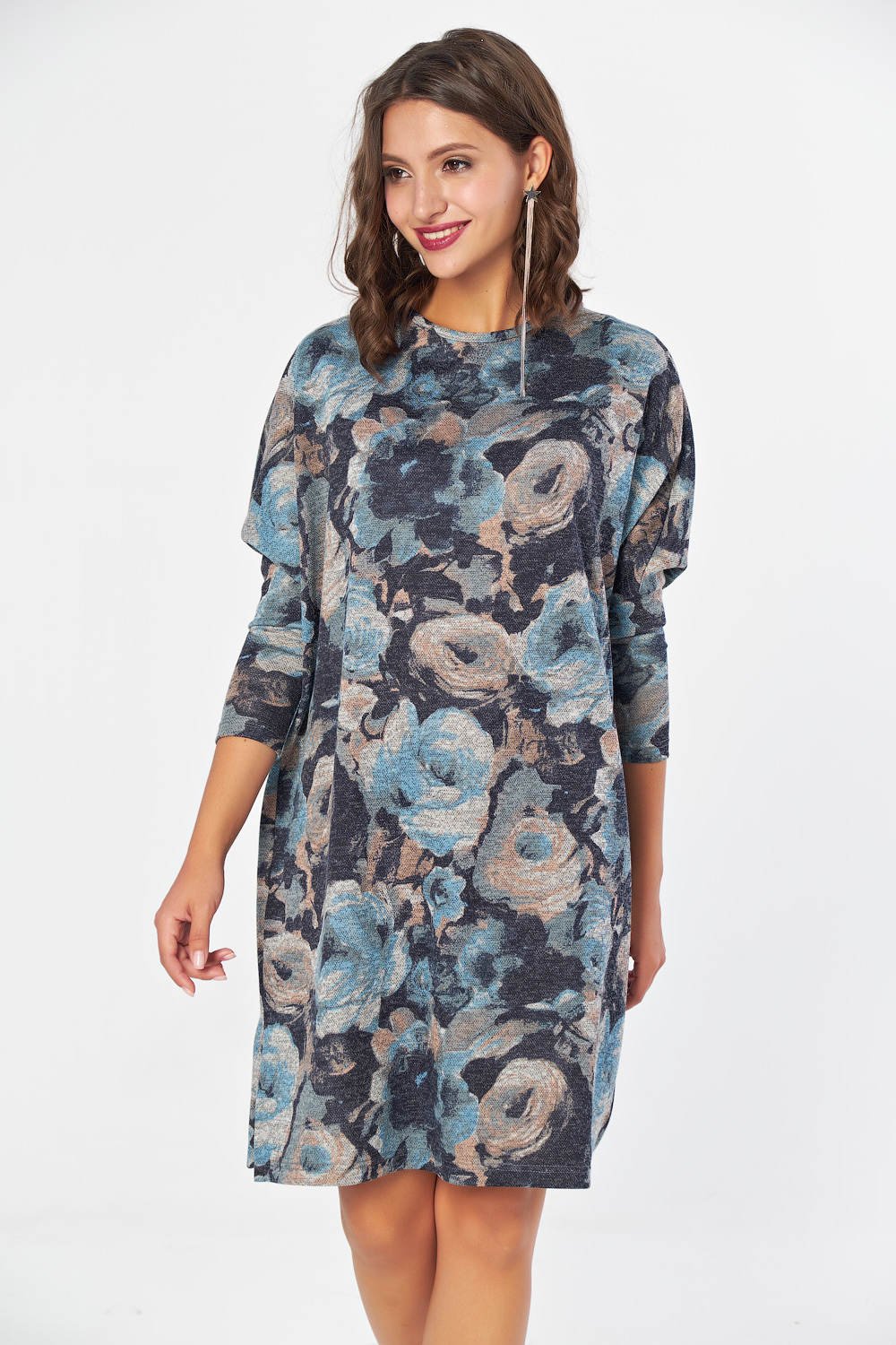 Платье 816.1-08 принт на синем Fly арт.816.1-08 оптом_фото3