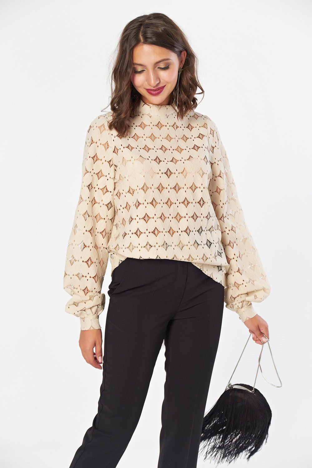 Блуза 296-07 бежевый Fly арт.296-07 оптом_фото3