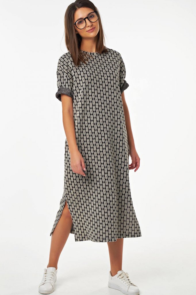 Платье 184.4-01 принт на черном Fly арт.184.4-01 оптом_фото1