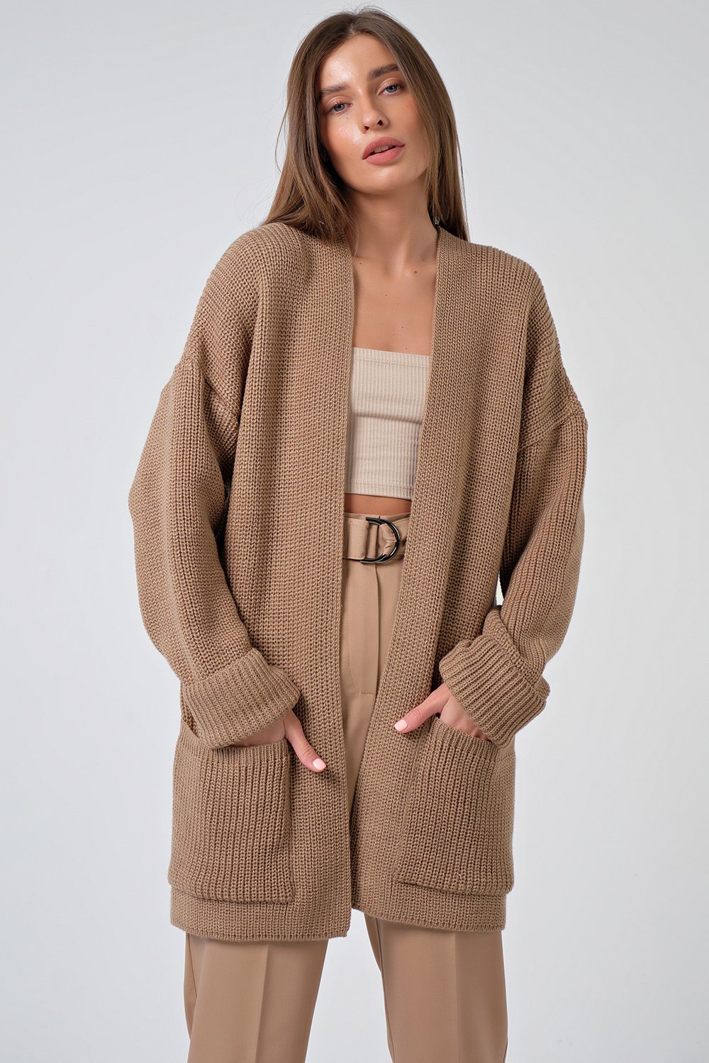 Кардиган 9379-07 бежевый   Fly арт.9379-07 оптом_фото4
