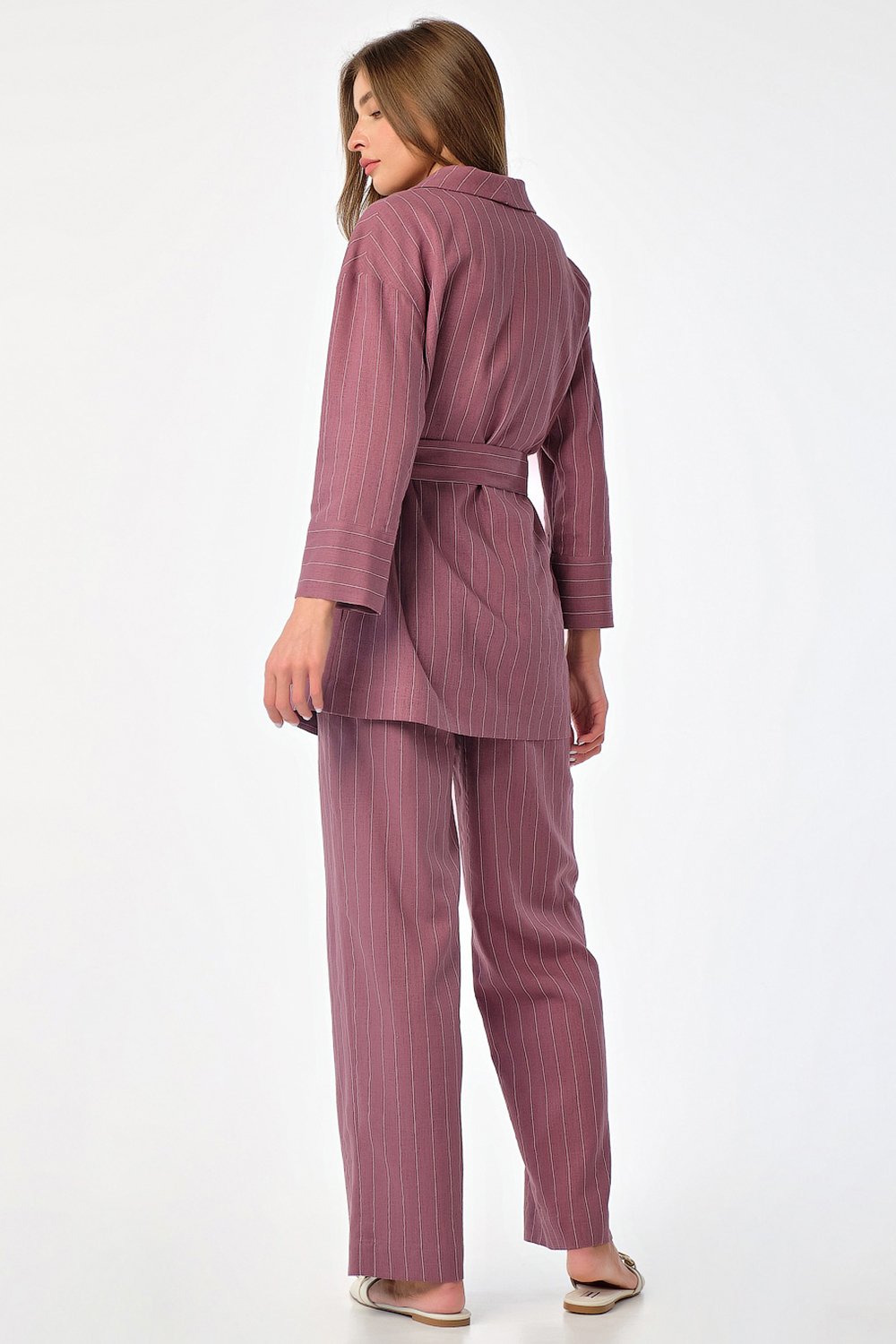 Костюм (жакет, брюки, пояс) 4164-12 светло-баклажановый  Fly арт.4164-12 оптом_фото2