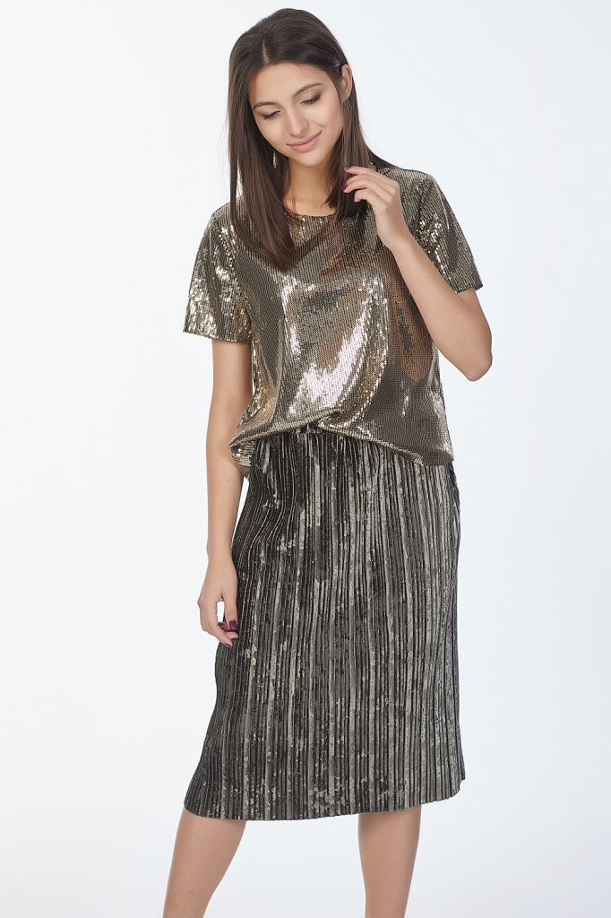 Блуза 272-01 золотисто-черный  Fly арт.272-01 оптом_фото1