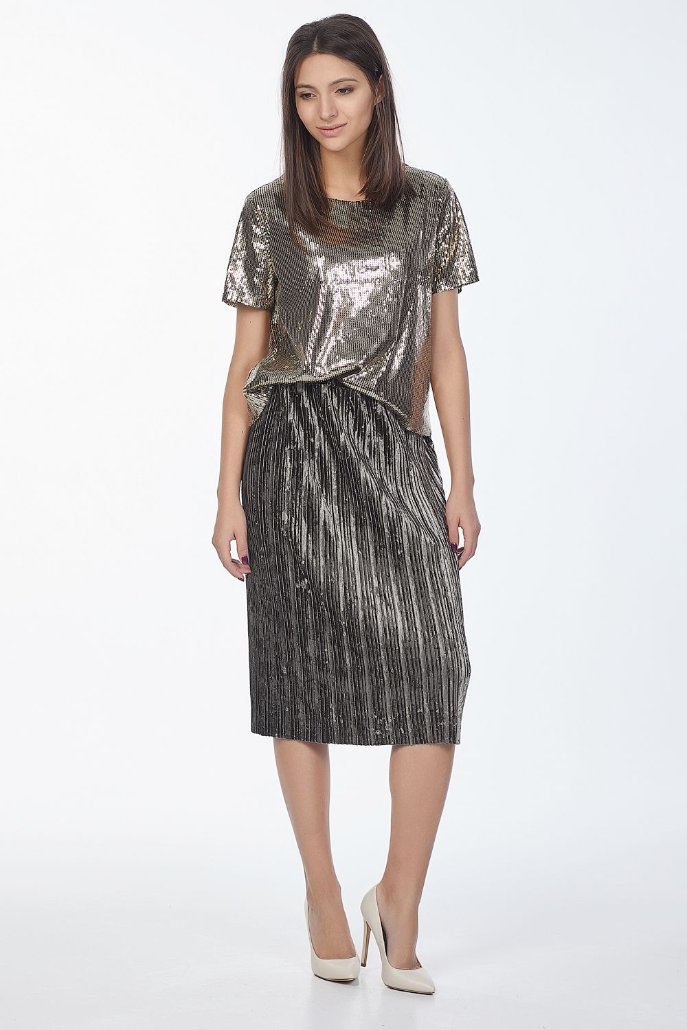 Блуза 272-01 золотисто-черный  Fly арт.272-01 оптом_фото3