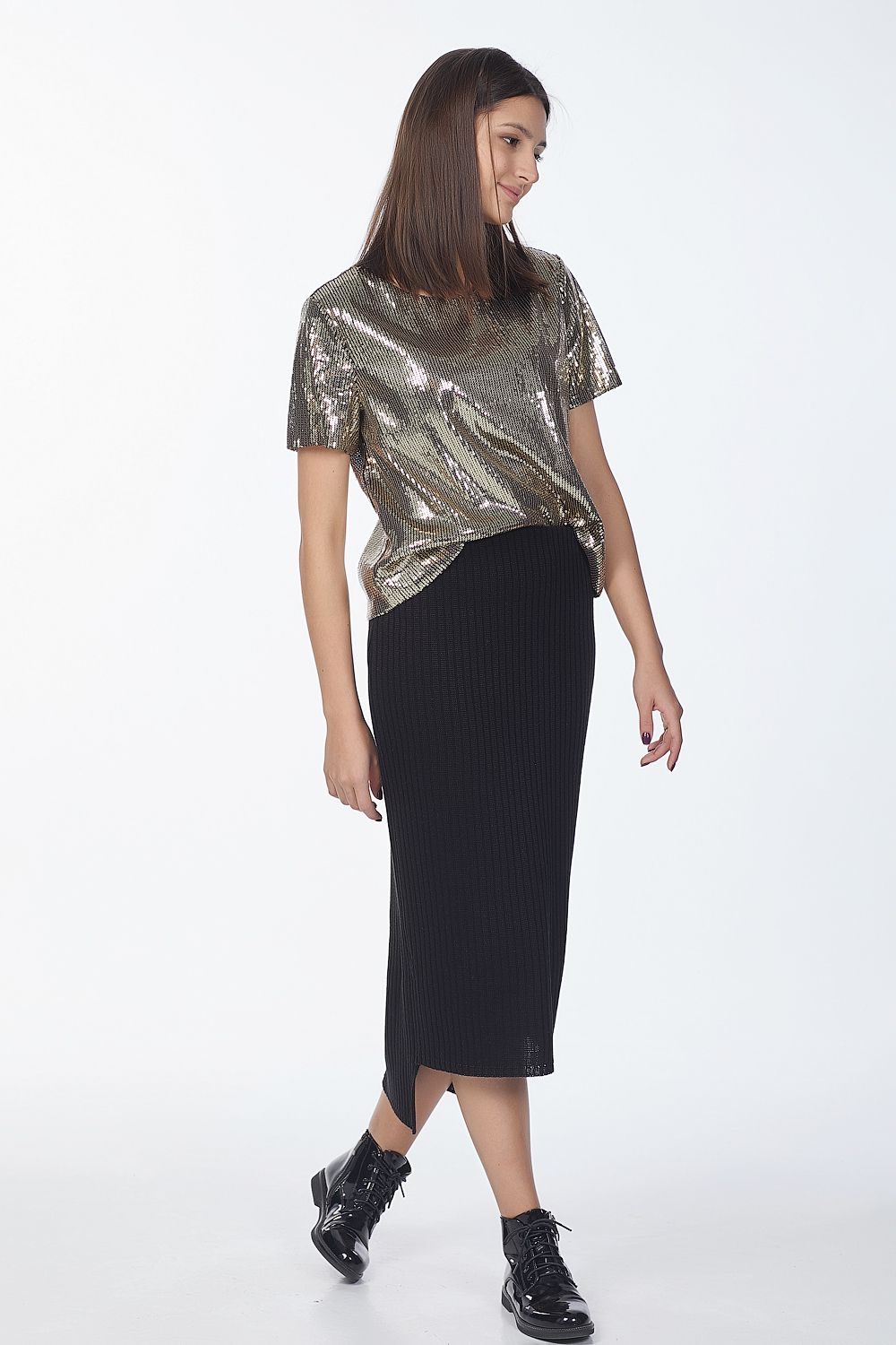 Блуза 272-01 золотисто-черный  Fly арт.272-01 оптом_фото4