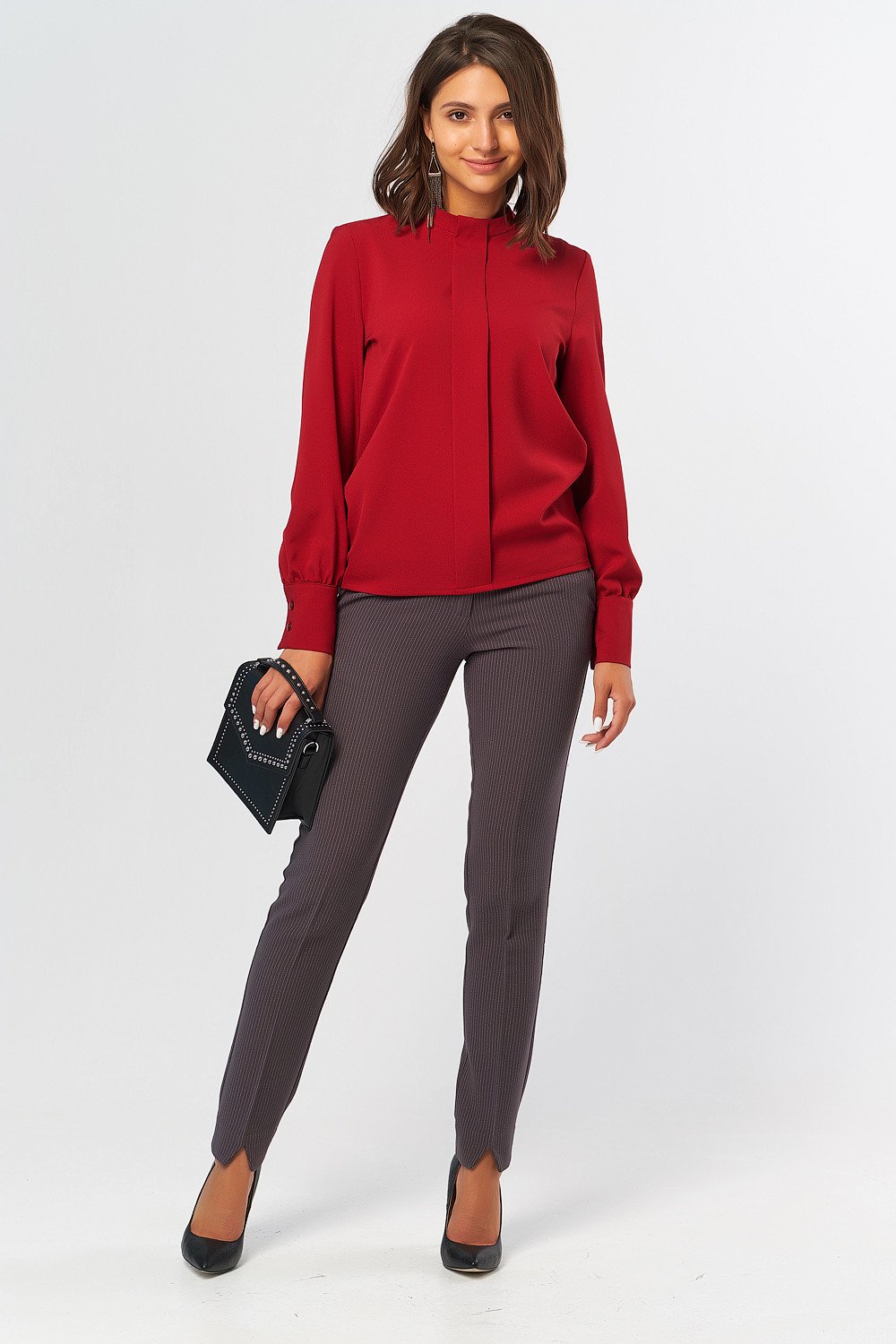 Блуза 282-05 бордовый  Fly арт.282-05 оптом_фото3