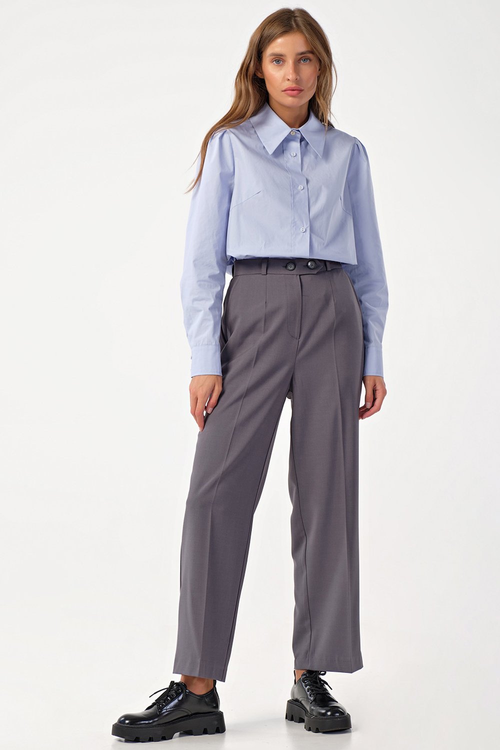 Брюки 4166-11 серый  Fly арт.4166-11 оптом_фото4