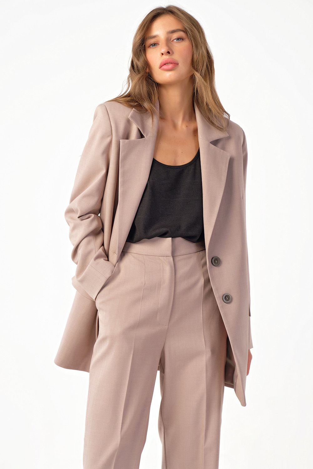 Костюм (жакет и брюки) 4170-07 бежевый  Fly арт.4170-07 оптом_фото4