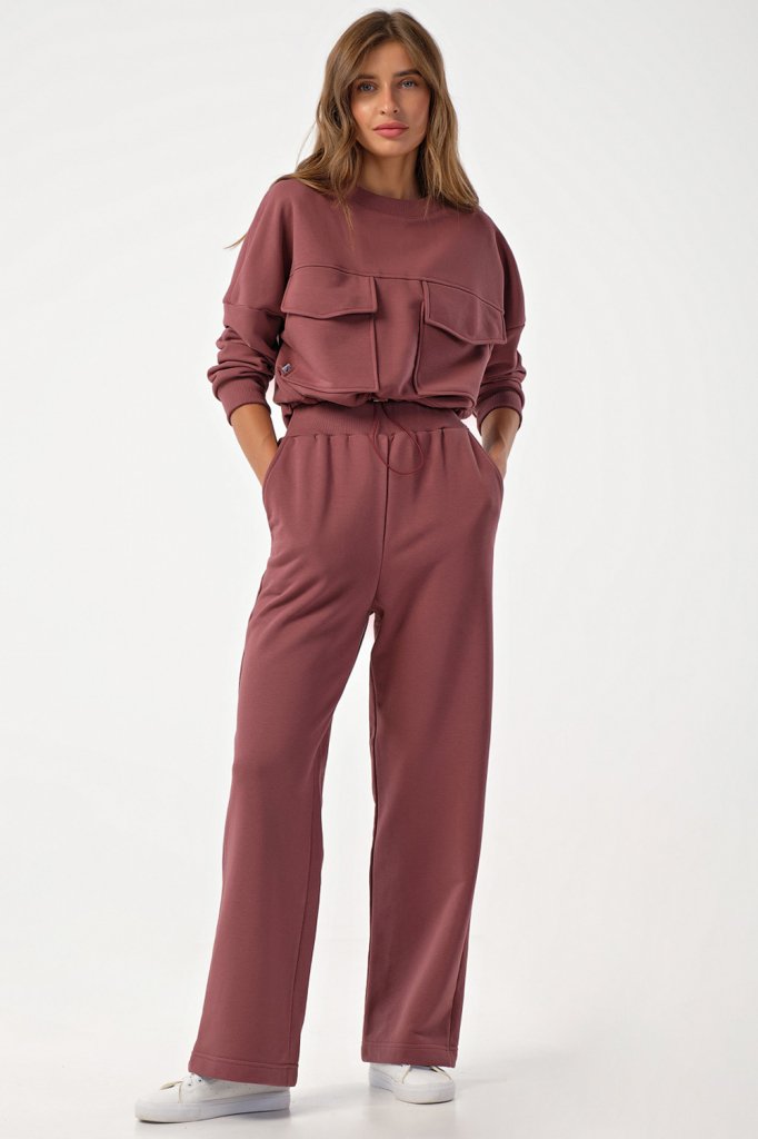 Костюм (свитшот и брюки) 4165-05 брусника  Fly арт.4165-05 оптом_фото1
