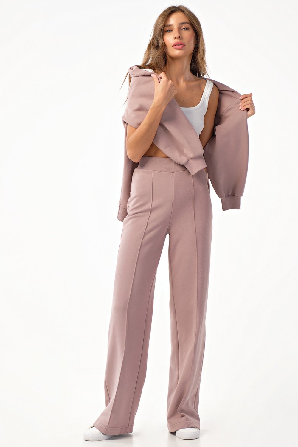 Костюм (свитшот и брюки) 4168-04 пыльно-розовый  Fly арт.4168-04 оптом_фото3