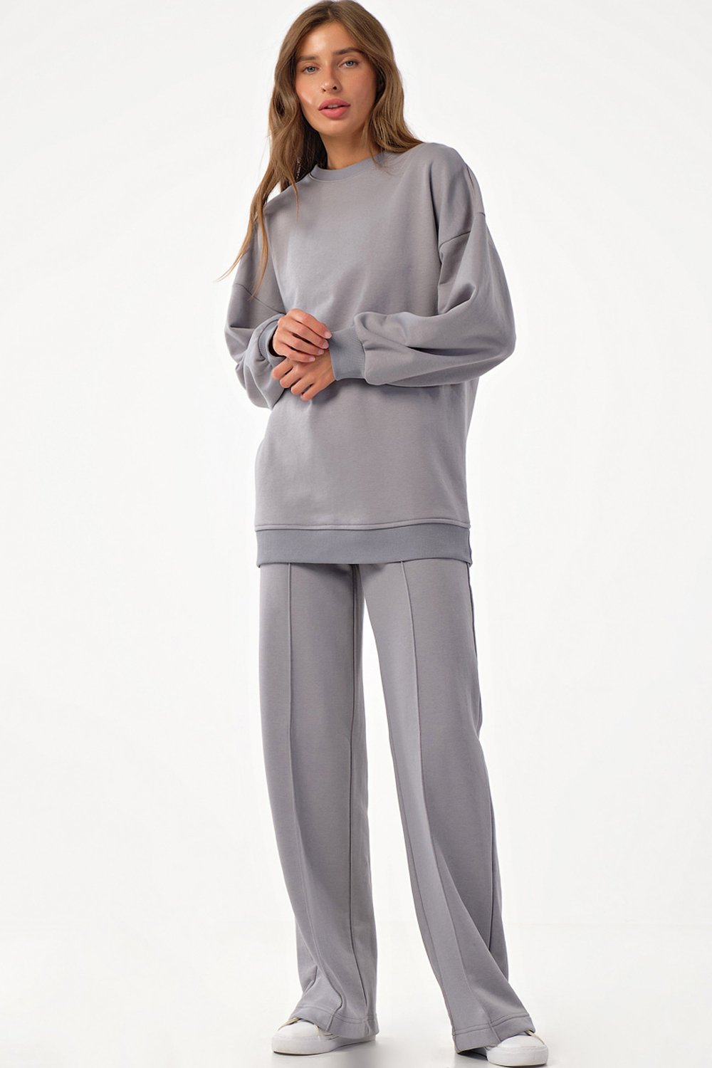 Костюм (свитшот и брюки) 4168-11 серый  Fly арт.4168-11 оптом_фото4