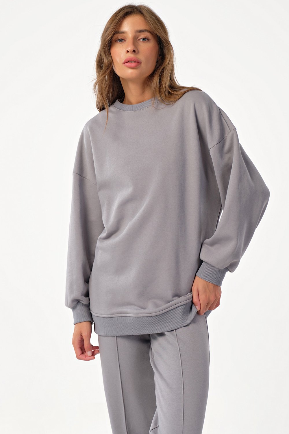 Костюм (свитшот и брюки) 4168-11 серый  Fly арт.4168-11 оптом_фото6