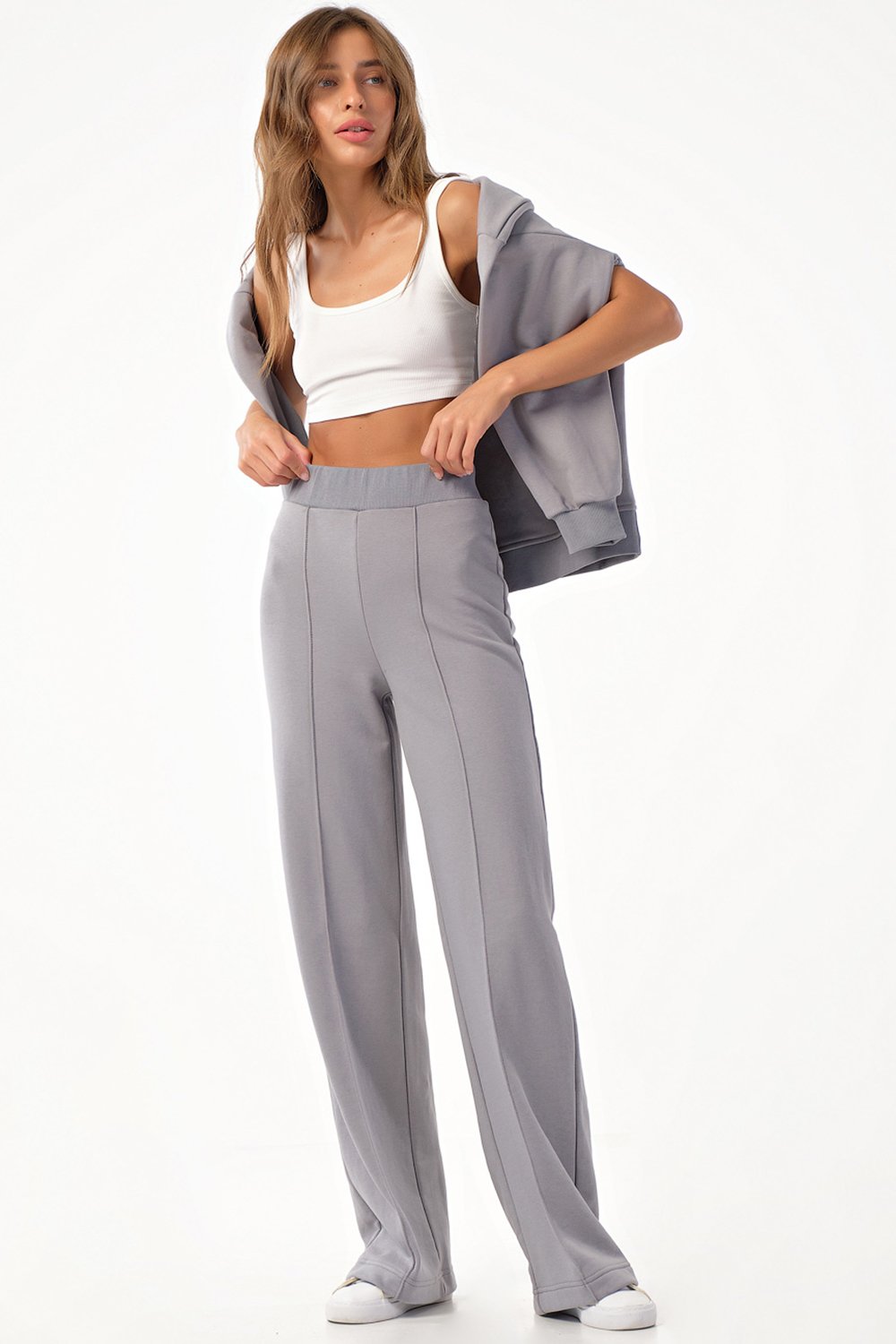 Костюм (свитшот и брюки) 4168-11 серый  Fly арт.4168-11 оптом_фото5