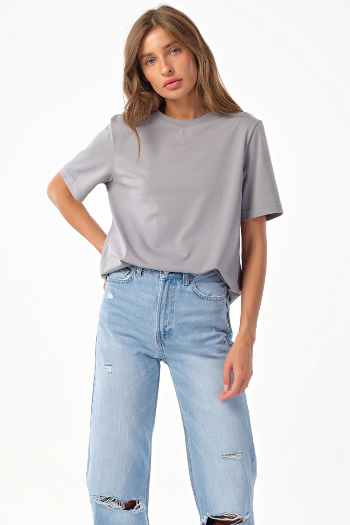 Футболка 558-11 серый  Fly арт.558-11 оптом_фото1