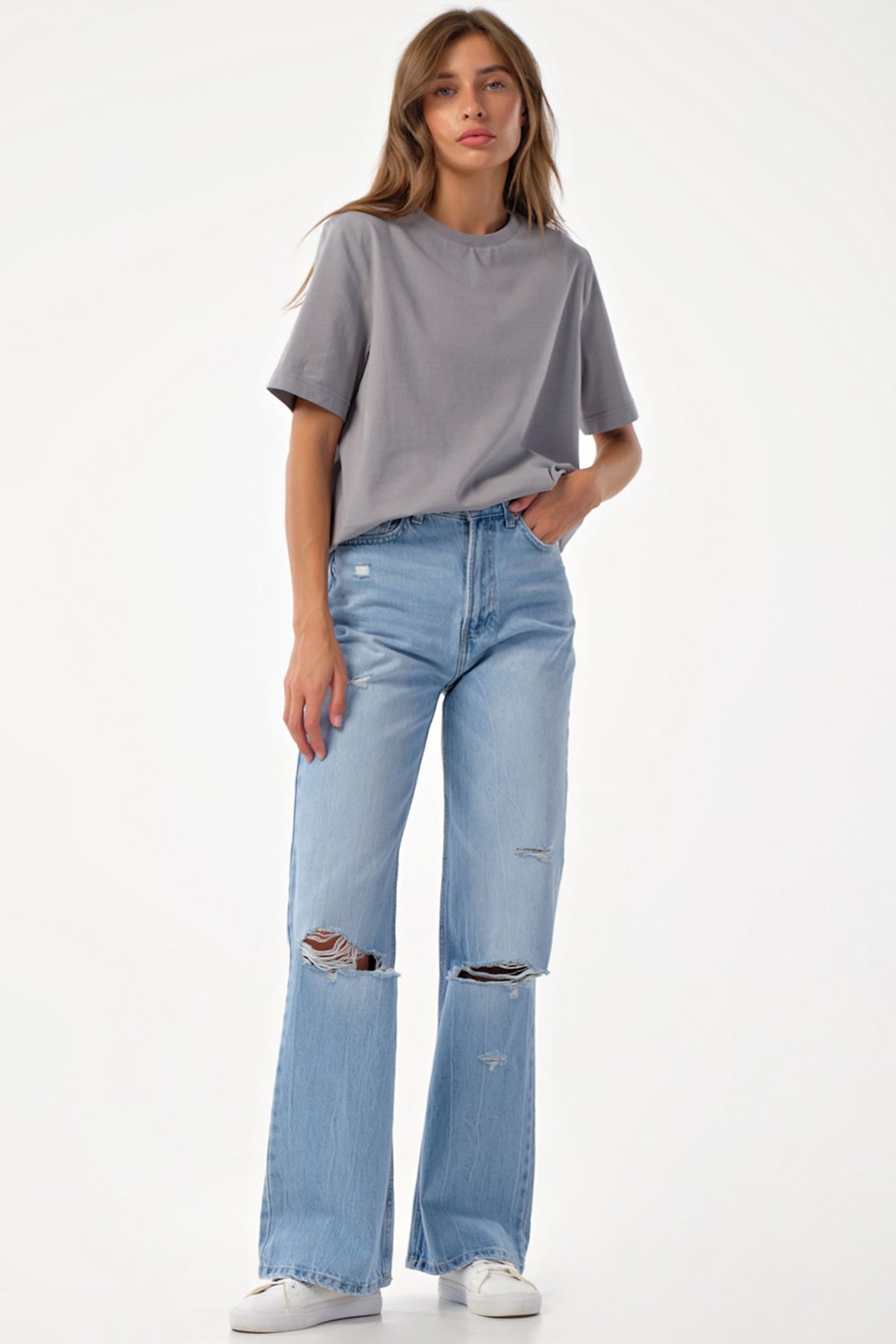 Футболка 558-11 серый  Fly арт.558-11 оптом_фото3