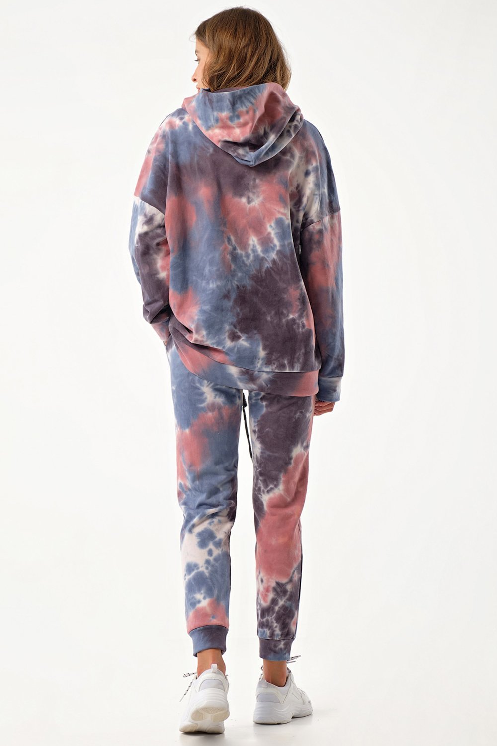 Костюм (свитшот и брюки) 4169-11 тай-дай серо-голубой  Fly арт.4169-11 оптом_фото2