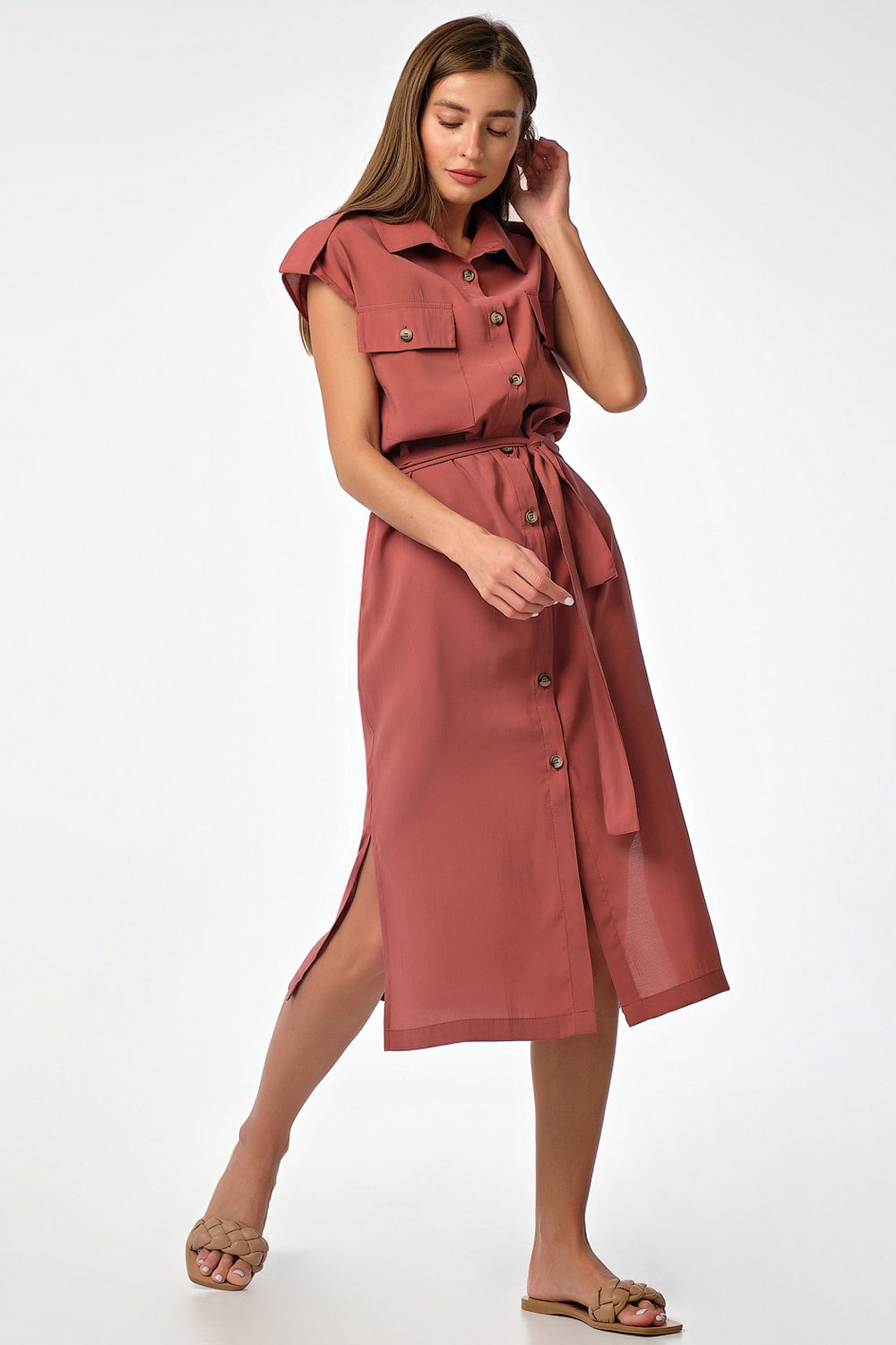 Платье 8174-06 розово-коричневый  Fly арт.8174-06 оптом_фото4