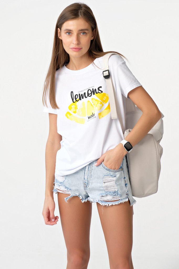 Футболка 543-02-04 белый   Fly арт.543-02-04 оптом_фото1