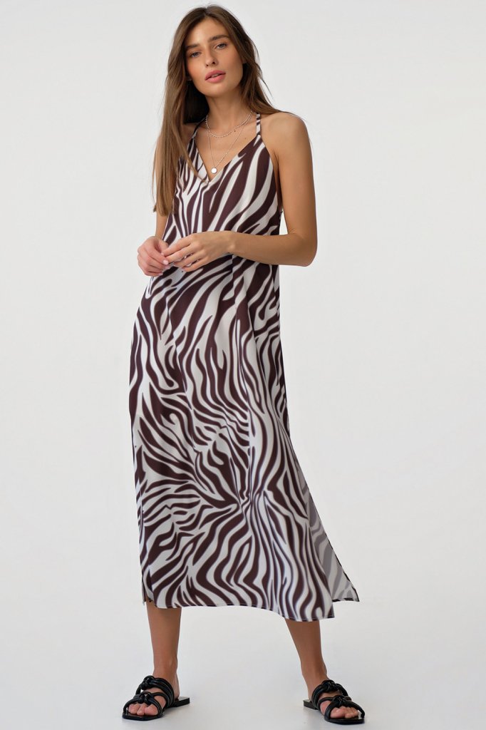 Сарафан 8176-02 принт молочный шоколад   Fly арт.8176-02 оптом_фото1