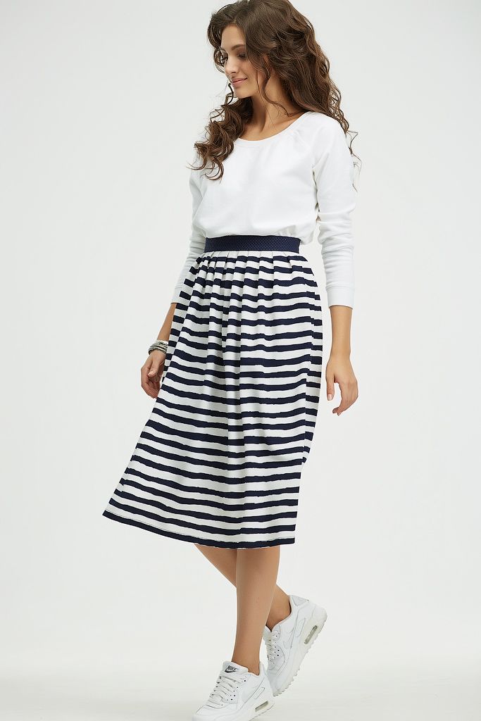Юбка 404-08 полоска на белом  Fly арт.404-08 оптом_фото1