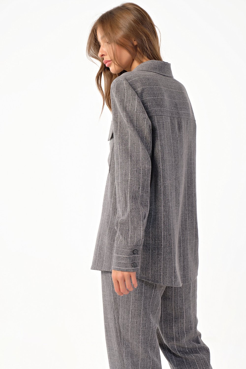 Костюм (рубашка и брюки) 4161-11 серый  Fly арт.4161-11 оптом_фото5