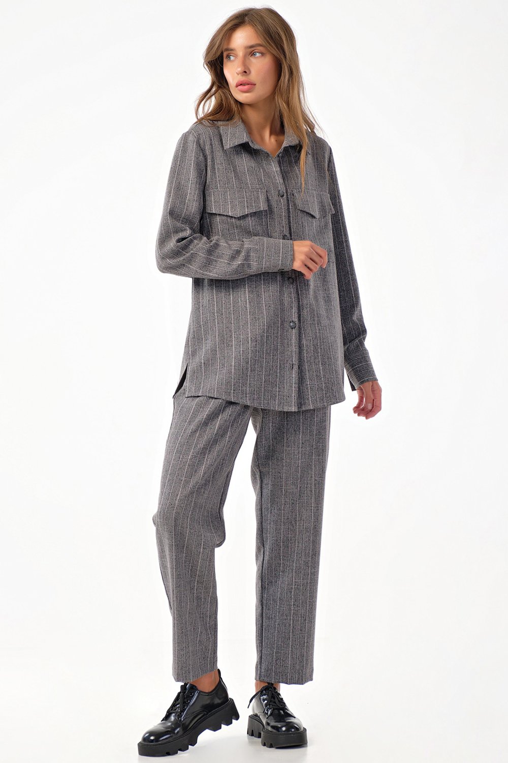 Костюм (рубашка и брюки) 4161-11 серый  Fly арт.4161-11 оптом_фото7