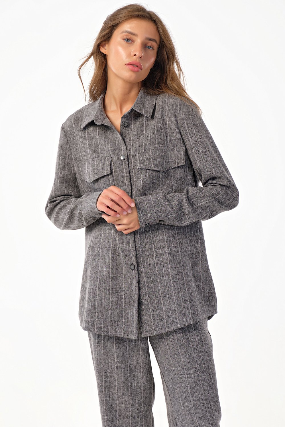 Костюм (рубашка и брюки) 4161-11 серый  Fly арт.4161-11 оптом_фото6