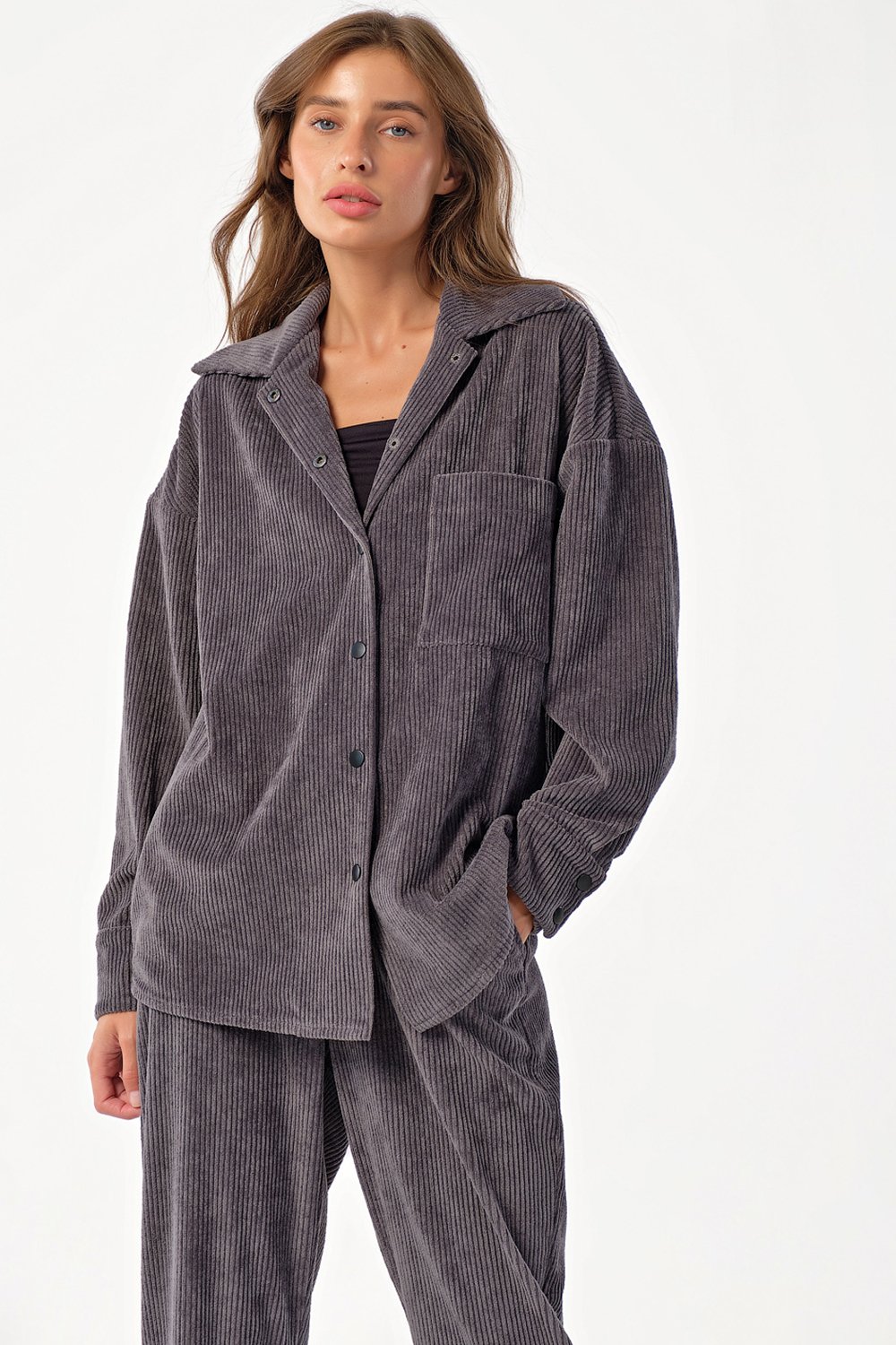 Костюм (рубашка и брюки) 4171-11 серый  Fly арт.4171-11 оптом_фото6