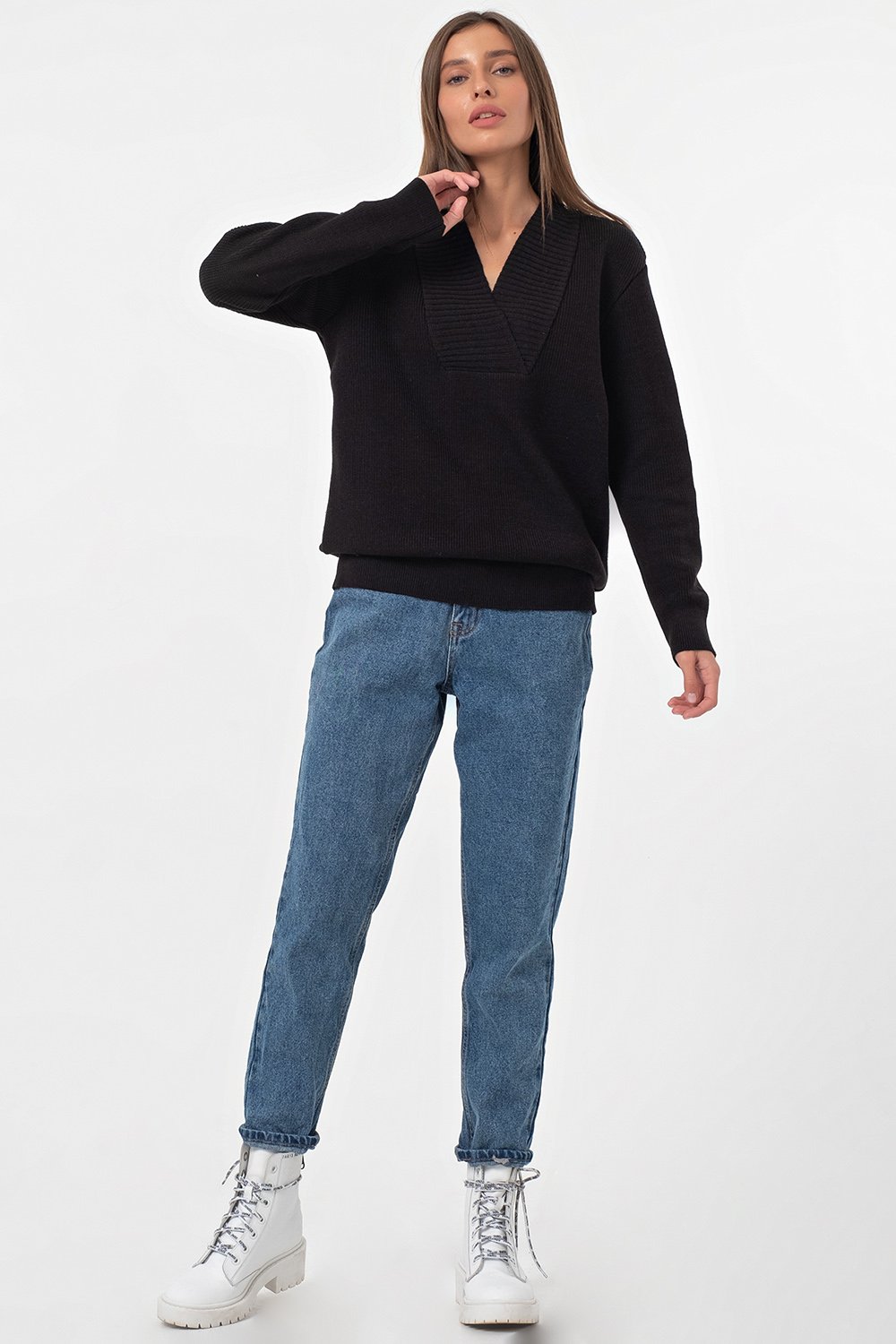 Джемпер 9350-01 черный  Fly арт.9350-01 оптом_фото4