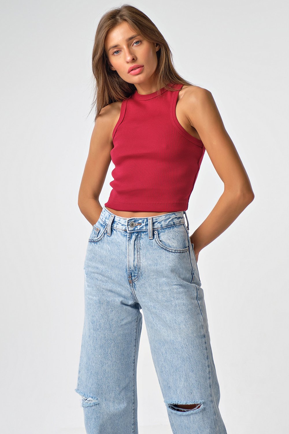 Топ 5105-05 бордовый   Fly арт.5105-05 оптом_фото4