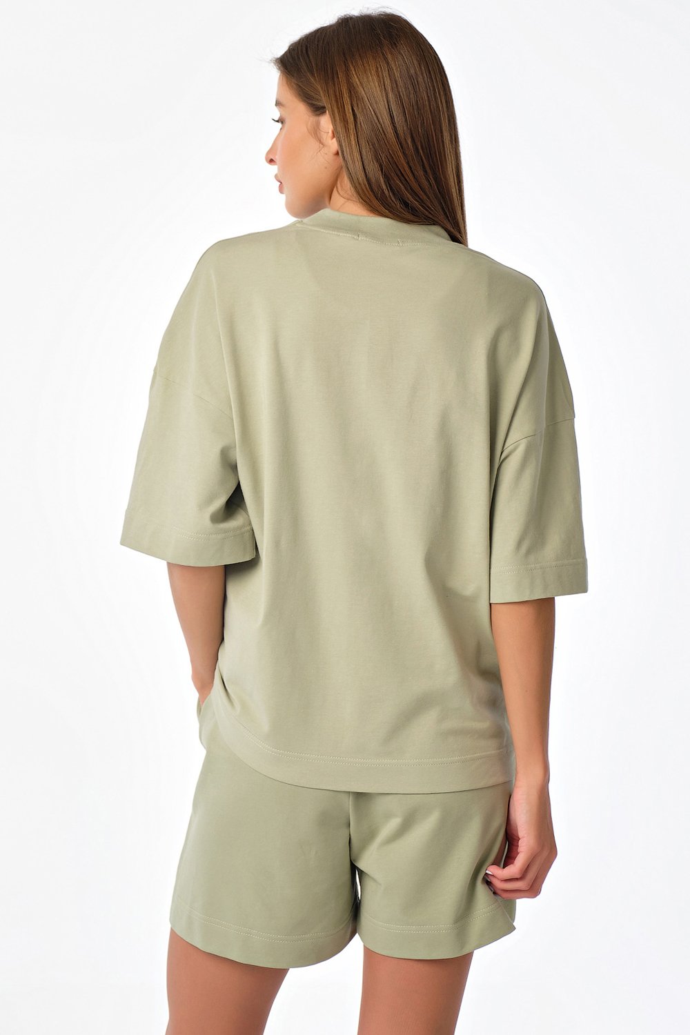 Костюм (футболка и шорты) 4155-15 шалфей  Fly арт.4155-15 оптом_фото2