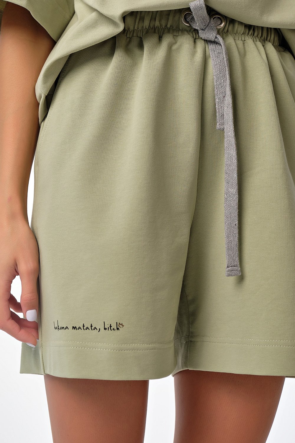 Костюм (футболка и шорты) 4155-15 шалфей  Fly арт.4155-15 оптом_фото4