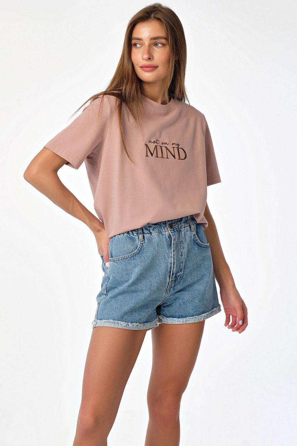 Футболка 558-07 пыльно-бежевый  Fly арт.558-07 оптом_фото3