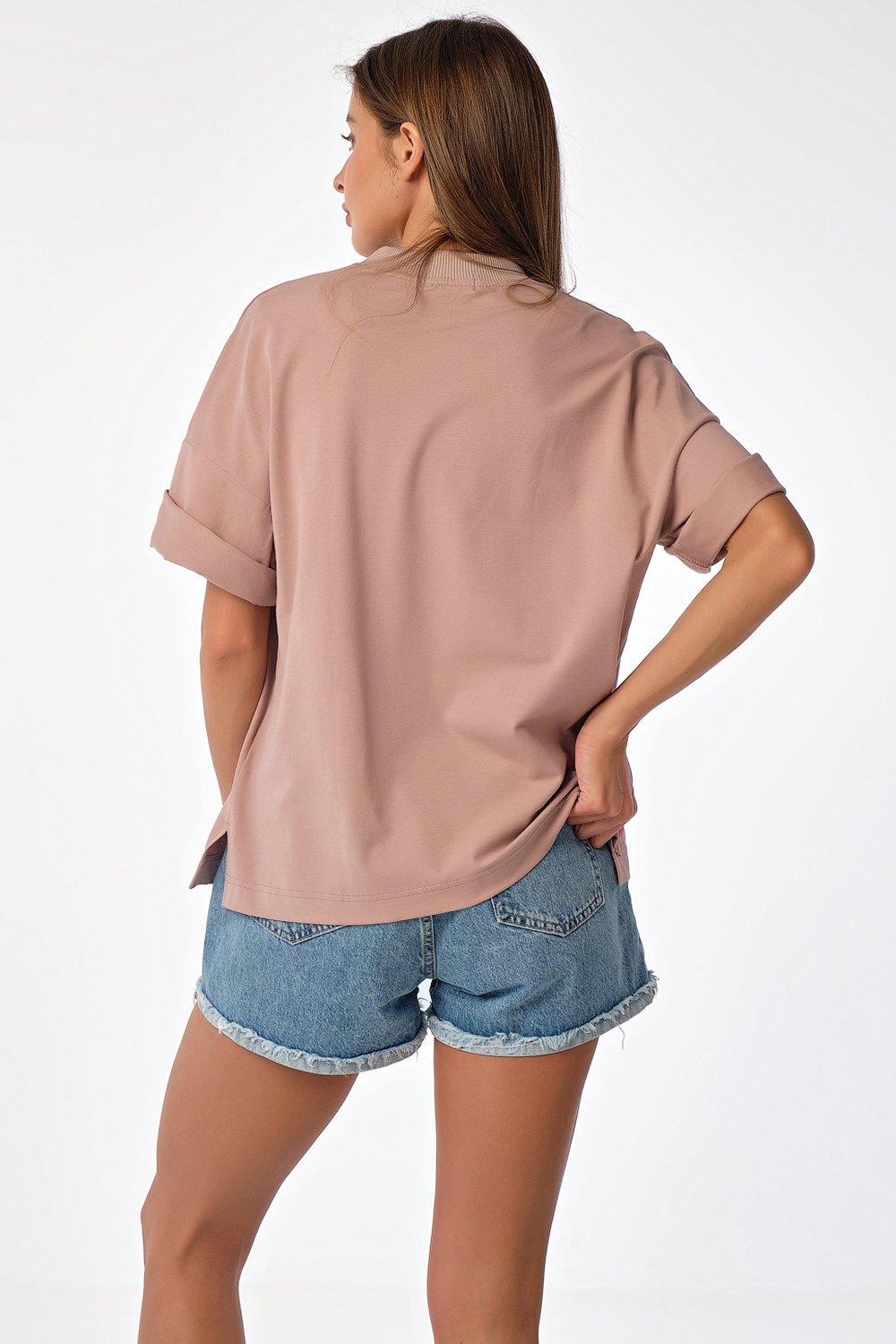 Футболка 599-07 пыльно-бежевый  Fly арт.599-07 оптом_фото2